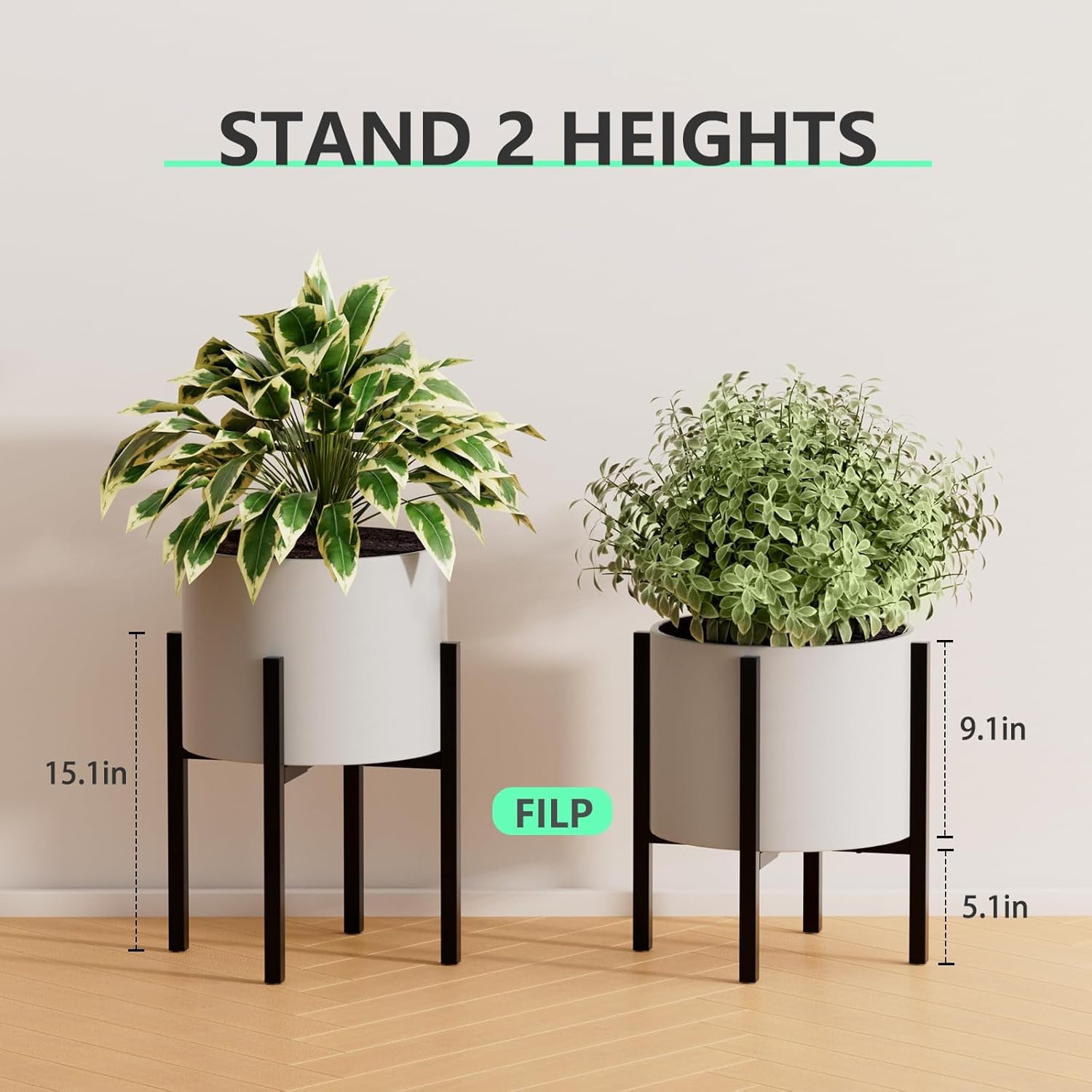 Urban Deco Adjustable Metal Plant Stand Outdoor & Indoor Planter With 