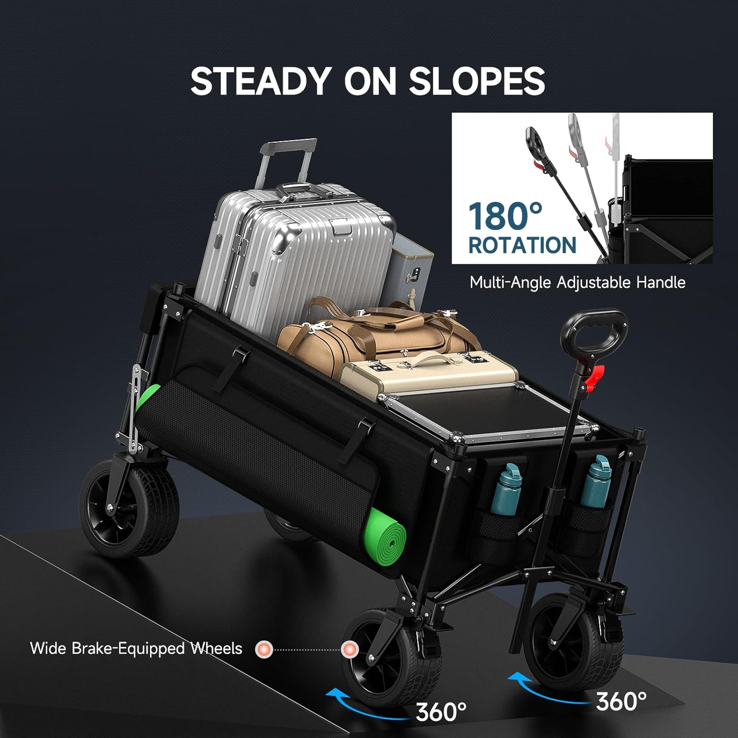 Collapsible Folding Wagon with Extended Tailgate, 150L & 580LBS Wagons