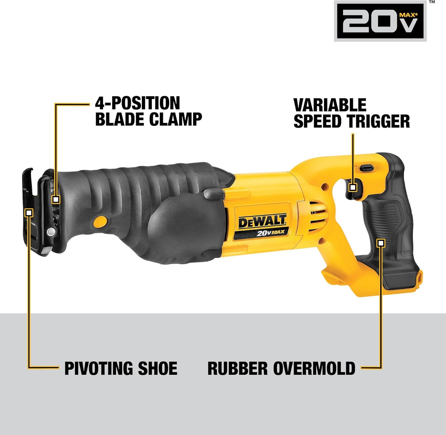 DEWALT 20V MAX Reciprocating Saw, 3,000 Strokes Per Minute, Variable S
