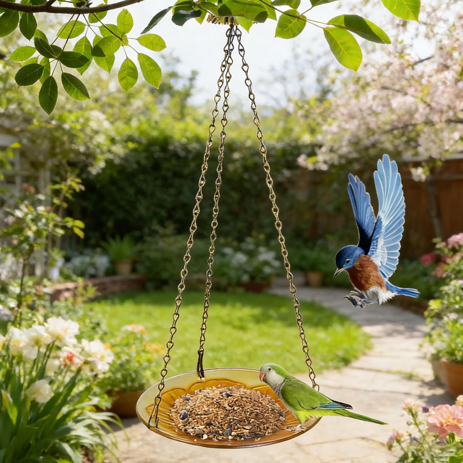 Bird Feeder - Floral Pattern Dish | Bird Feeding Station | for Outdoor