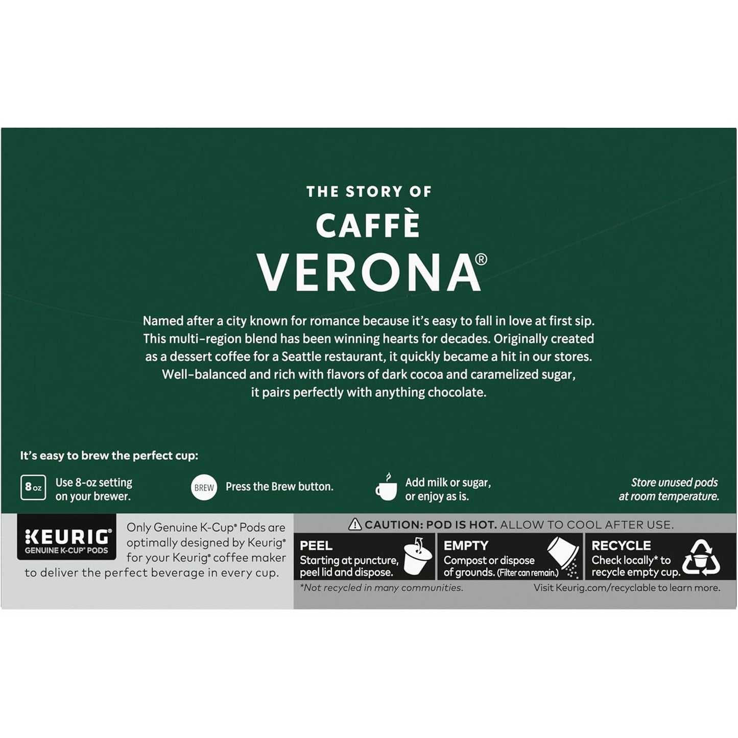 Starbucks K-Cup Coffee Pods, Dark Roast Hot or Iced Coffee, Caffè Vero