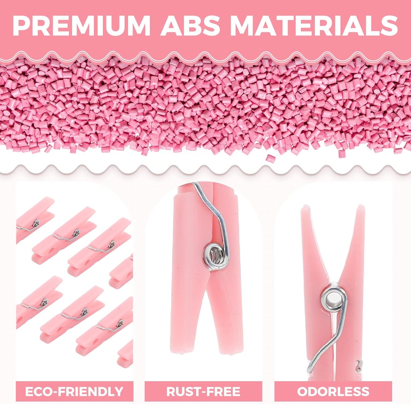 100PCS Baby Shower Clothespins Games Girl Plastic Clothes Pin with Waterproof Bag Mini Pink Pin Bulk 1.37 inch for Party Decorations, DIY Crafts