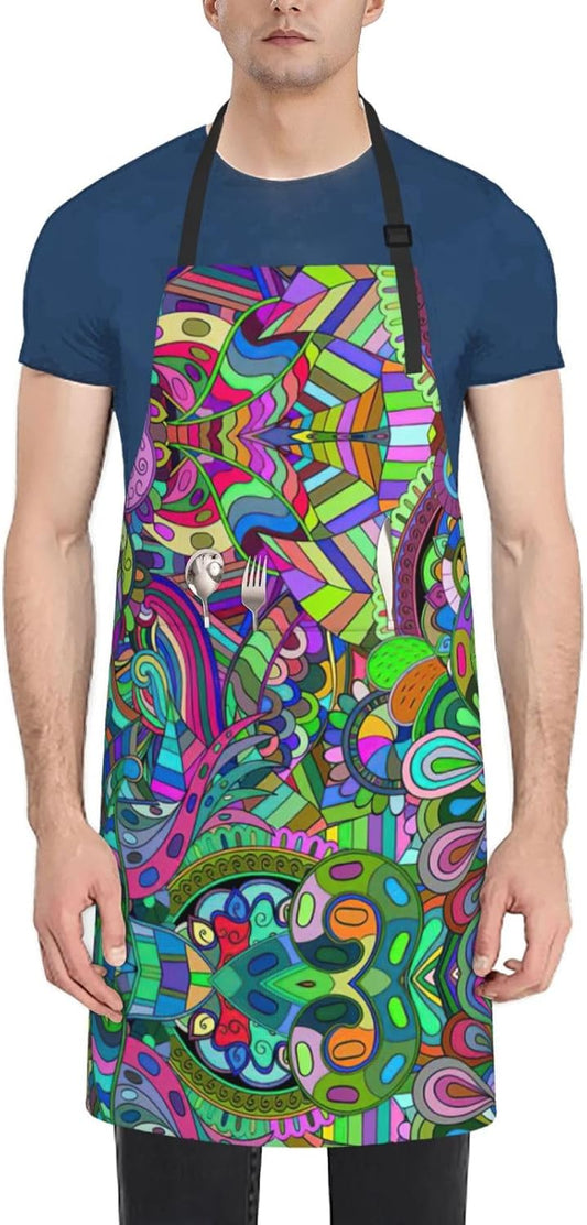 Graffiti print Waterproof apron with pocket adjustable cooking apron for adult kitchen bibs to bake
