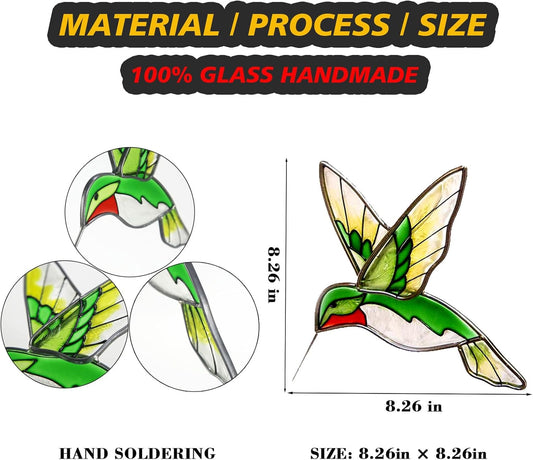 Hummingbird Suncatcher Stained Glass Window Hanging Ornament Sun Catchers Indoor Window Decor Hummingbird Gifts for Mom & Grandma Bird Lovers