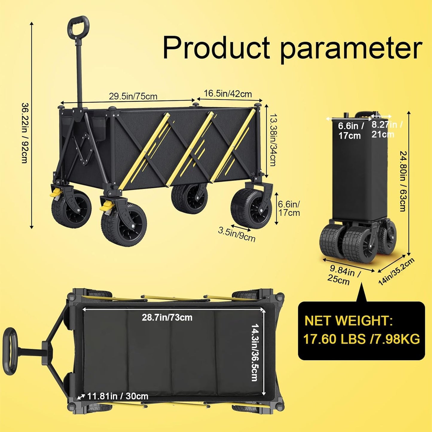 Wagon cart Foldable,Portable cart,Pets carts,with Large All-Terrain Be