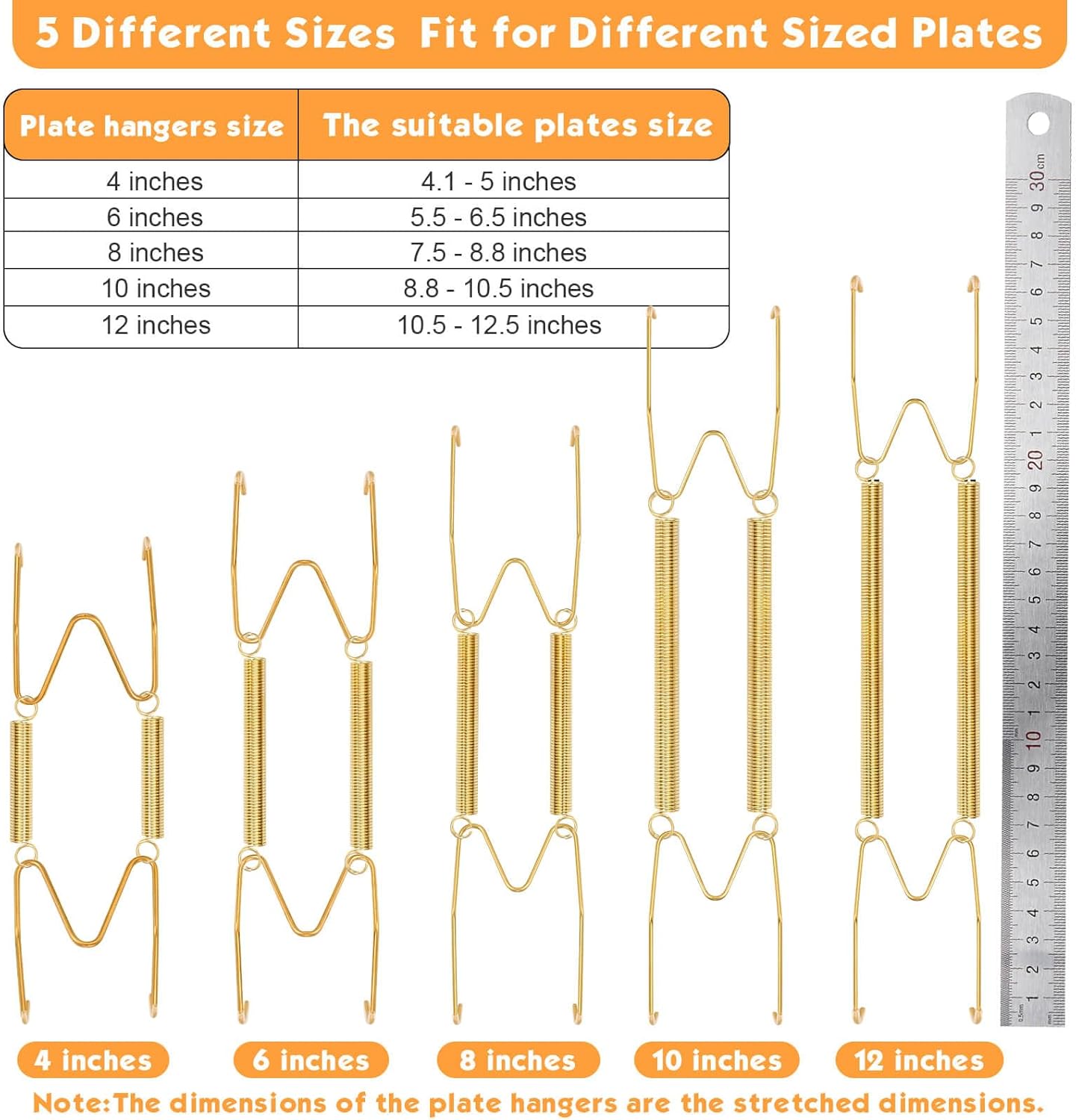 14 pcs Plate Hangers for The Wall, 4/6/8/10/12 Inch Invisible Decorati