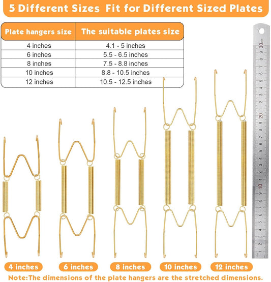 14 pcs Plate Hangers for The Wall, 4/6/8/10/12 Inch Invisible Decorati