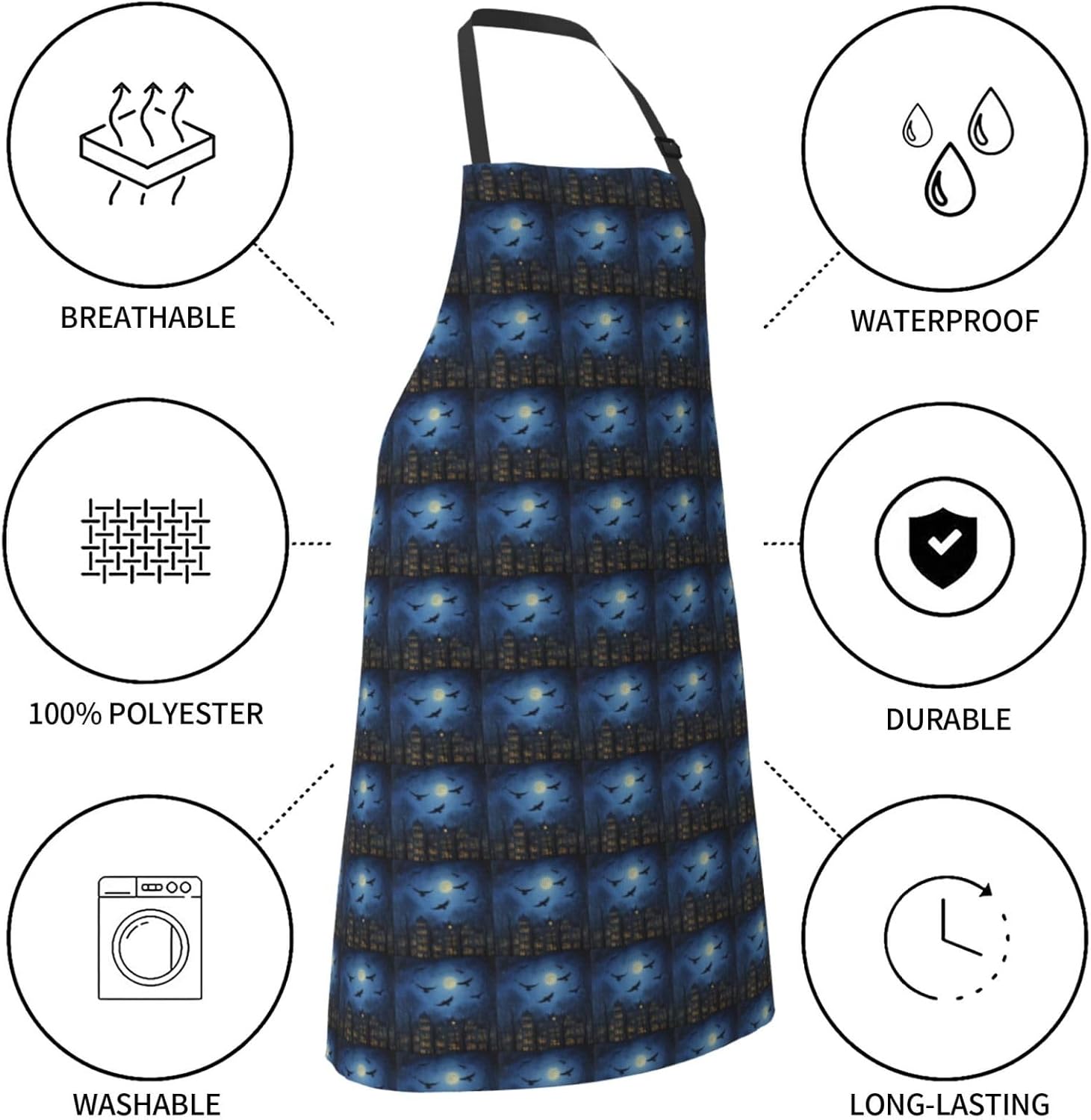 YANYU Night Sky Print 28x33 In Kitchen Apron Stylish Chef Apron with P