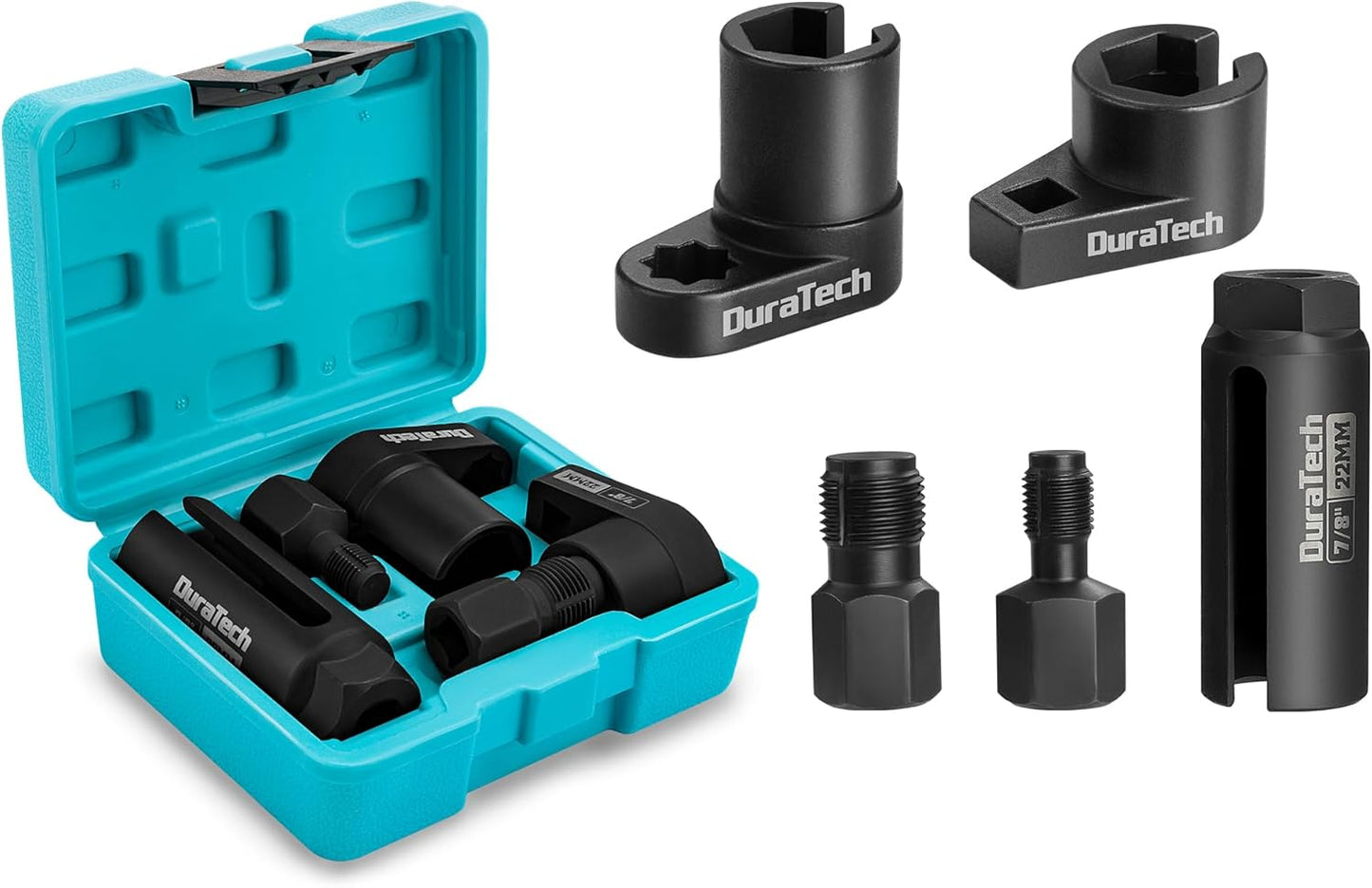 DURATECH 5PCS O2 Oxygen Sensor Socket Thread Chaser Set, 3/8" 1/2" Dri