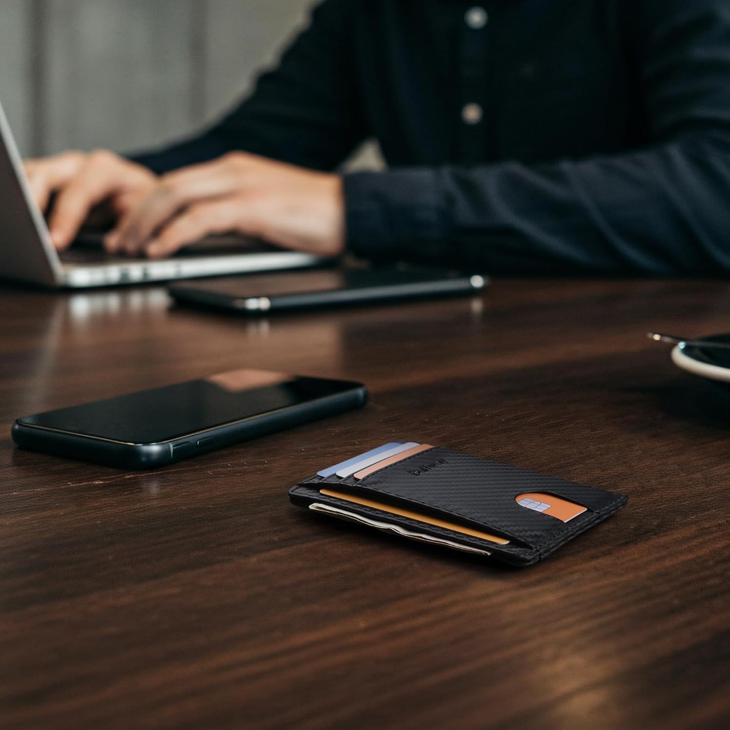 Buffway Slim Minimalist Front Pocket RFID Blocking Leather Wallets for