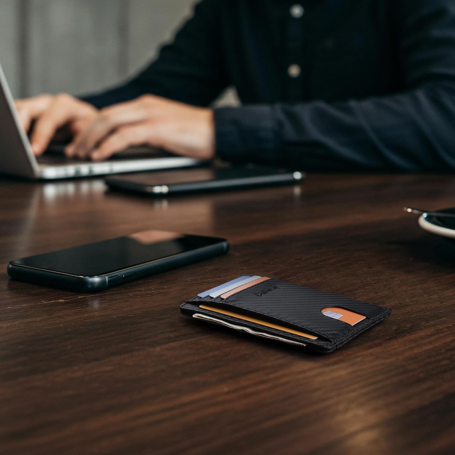 Buffway Slim Minimalist Front Pocket RFID Blocking Leather Wallets for