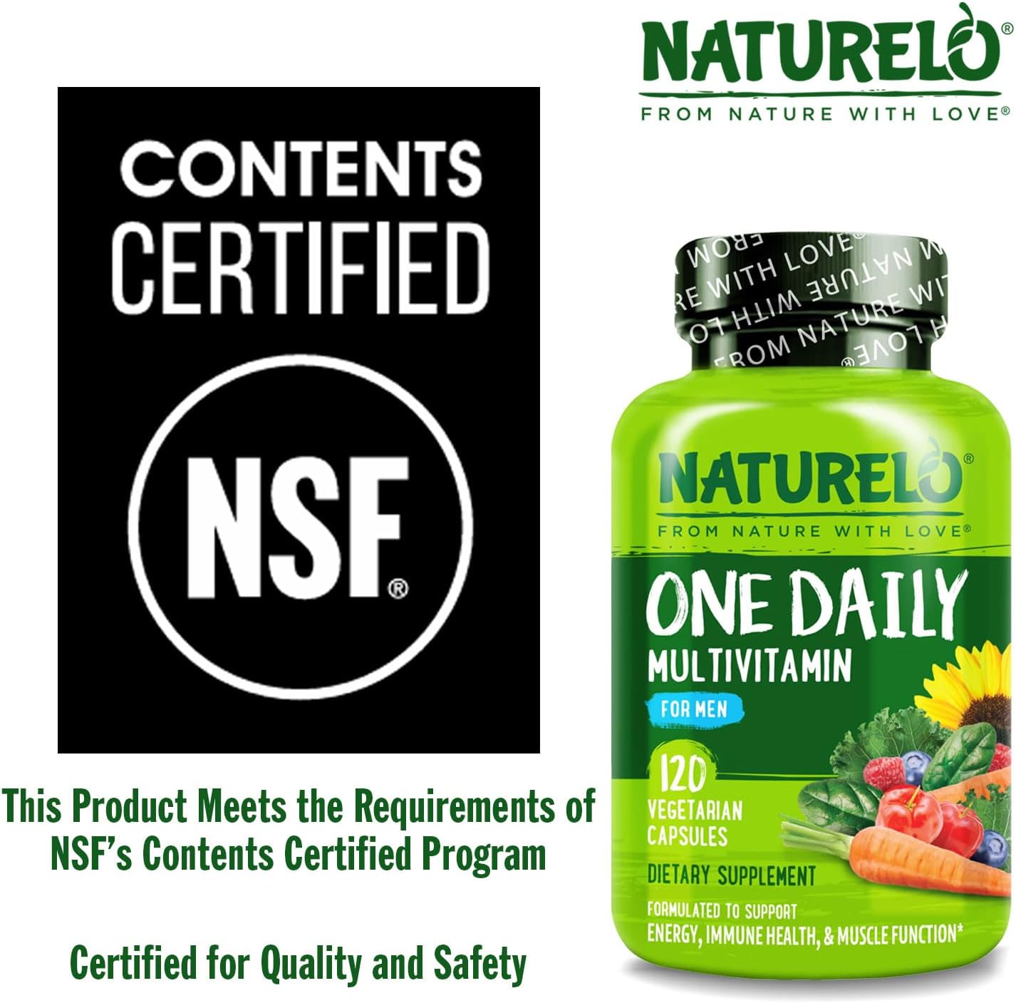 NATURELO Mens Multivitamins - One Daily Multivitamin for Men with Vita