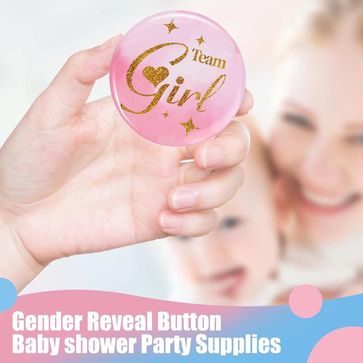Gender Reveal Pins 60Pcs 4.4cm - Team Boy or Girl Gender Reveal Button Pins Party Favors Games Decorations Ideas Party-1.75 Inch