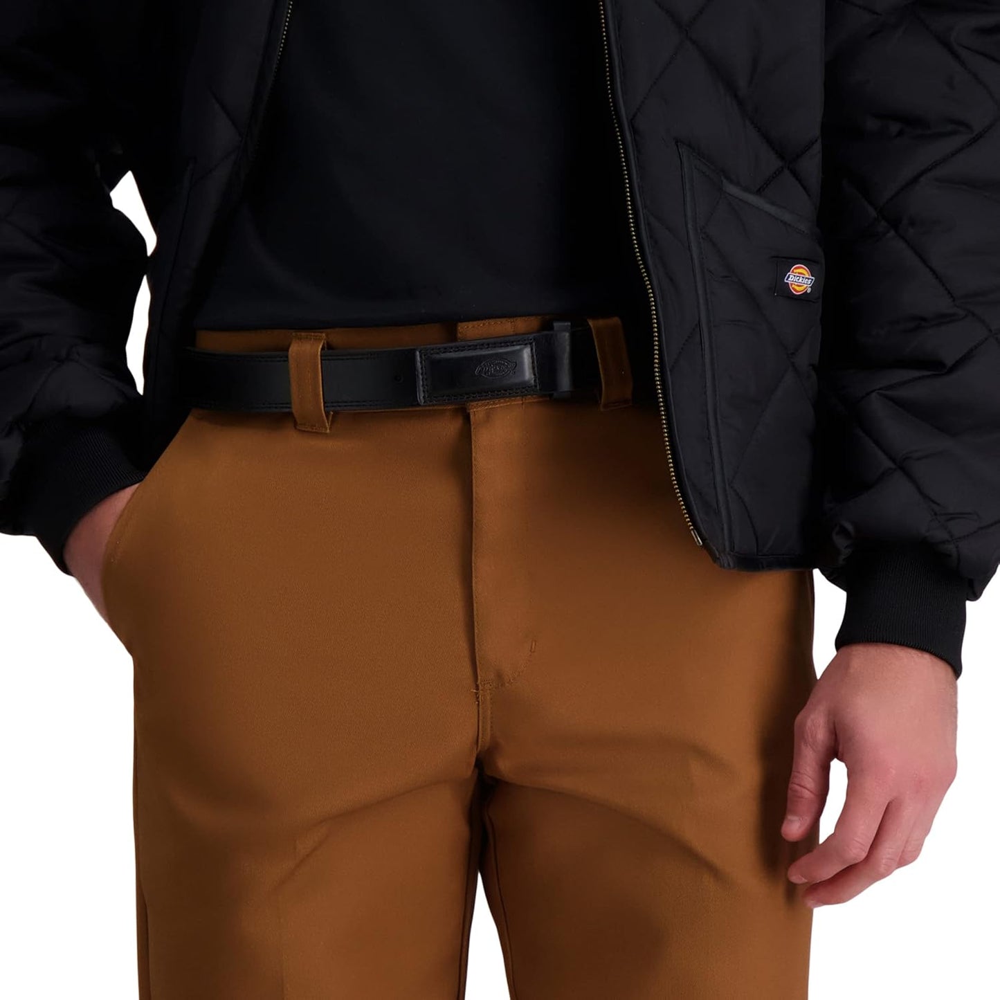 Dickies Men's Leather Mechanic No-Scratch Work Belt - Buckleless, Snap