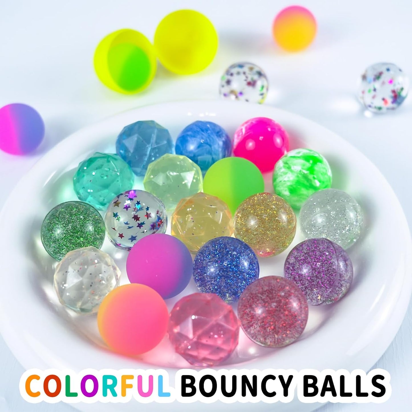 Easter Egg Fillers - Easter Basket Stuffers - 24 Bouncy Balls, Fidget Toys, Easter Basket Essentials Party Favors Supplies, Family Games Prize Bulk Birthday Gifts for Boys Girls Teens Classroom