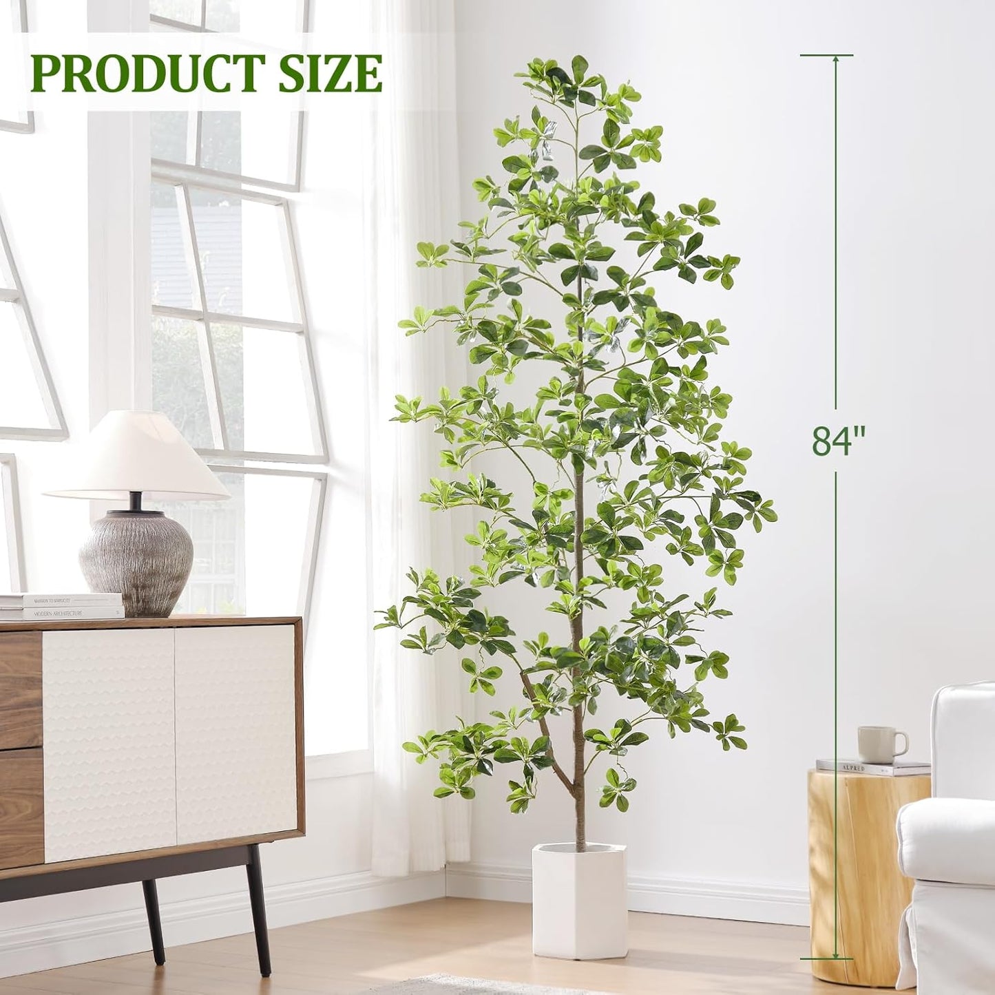 7ft Tall Artificial Black Olive Tree with 1260 Lifelike Leaves, Tall Fake Greenery Olive Silk Plants Artificial Tree Indoors in Pots, Faux Olivo Tree for Living Room Office Decor