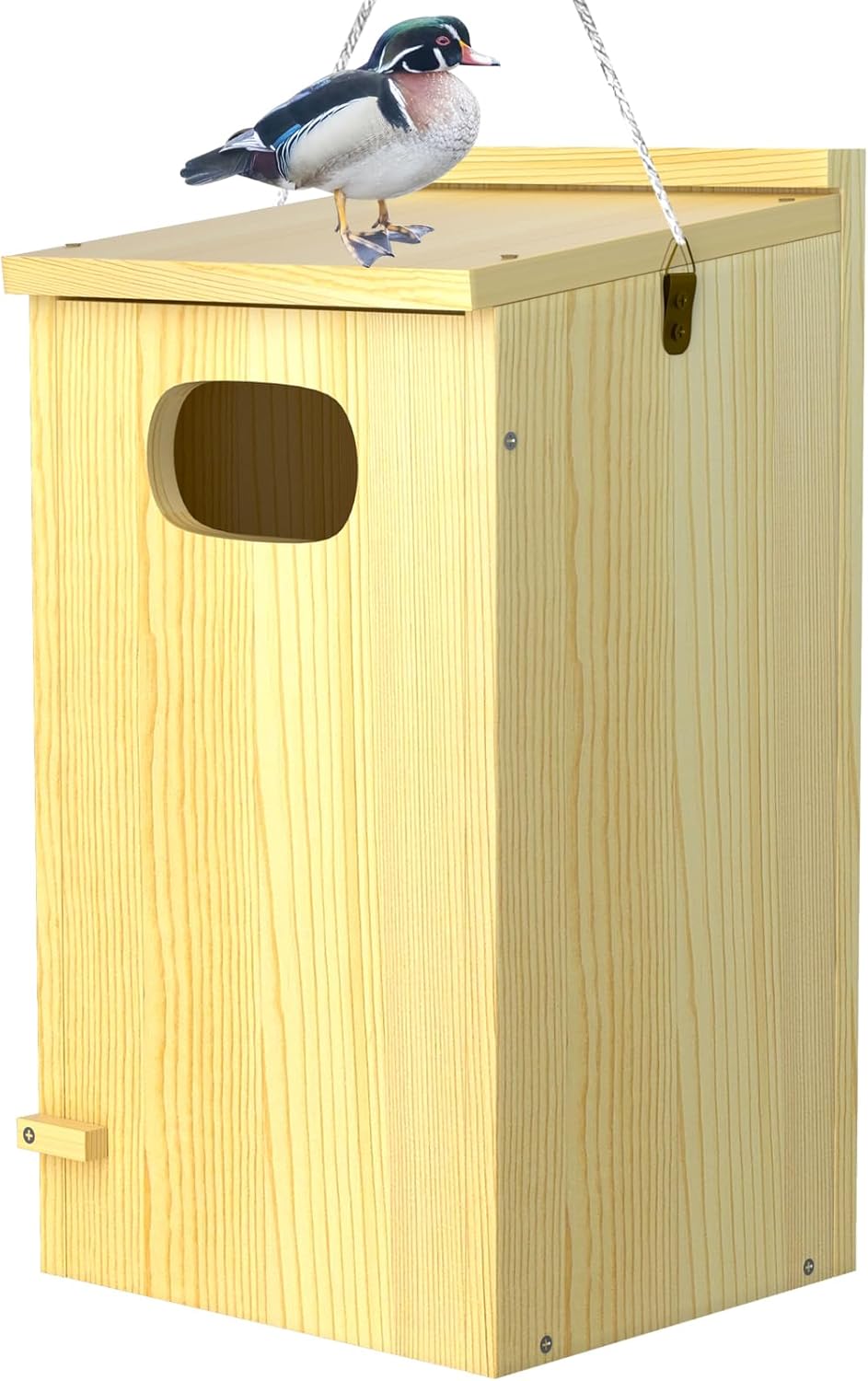 Duck House, Solid Wood Duck Houses for Outside, Included Hanging Rope, Outdoor Duck Nesting Box for Pond, 22" H x 10" D x 10" W, Nesting Pads Not Included