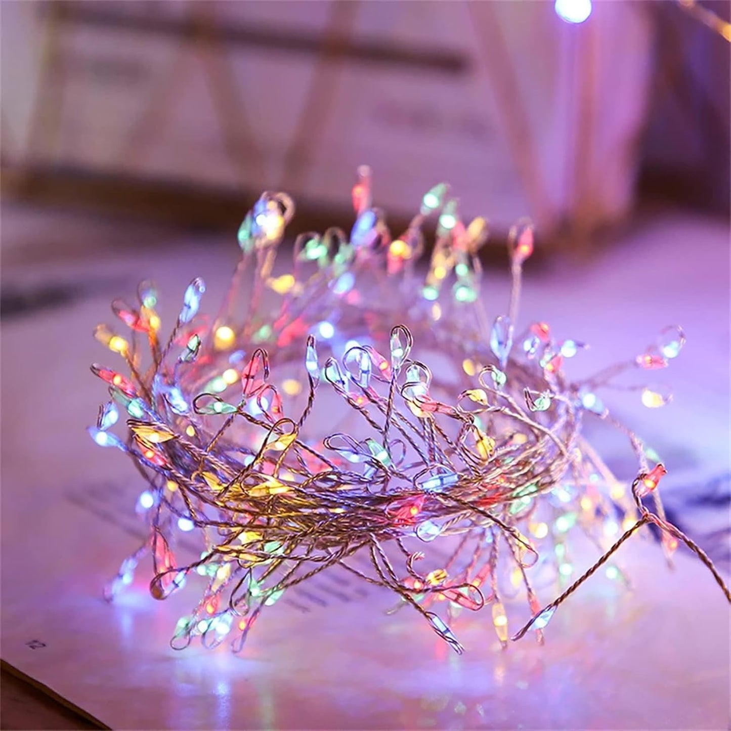 Solar Fairy Lights - 4.92Ft 50 LED Waterproof Solar Firecracker Lights with 8 Modes, Outdoor Christmas String Lights for Garden (Colorful)