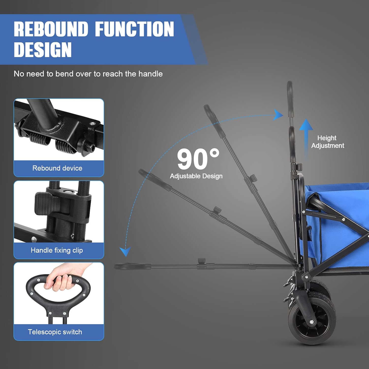 Collapsible Foldable Beach Wagon,Folding Wagon Cart with Big Wheels,Ut