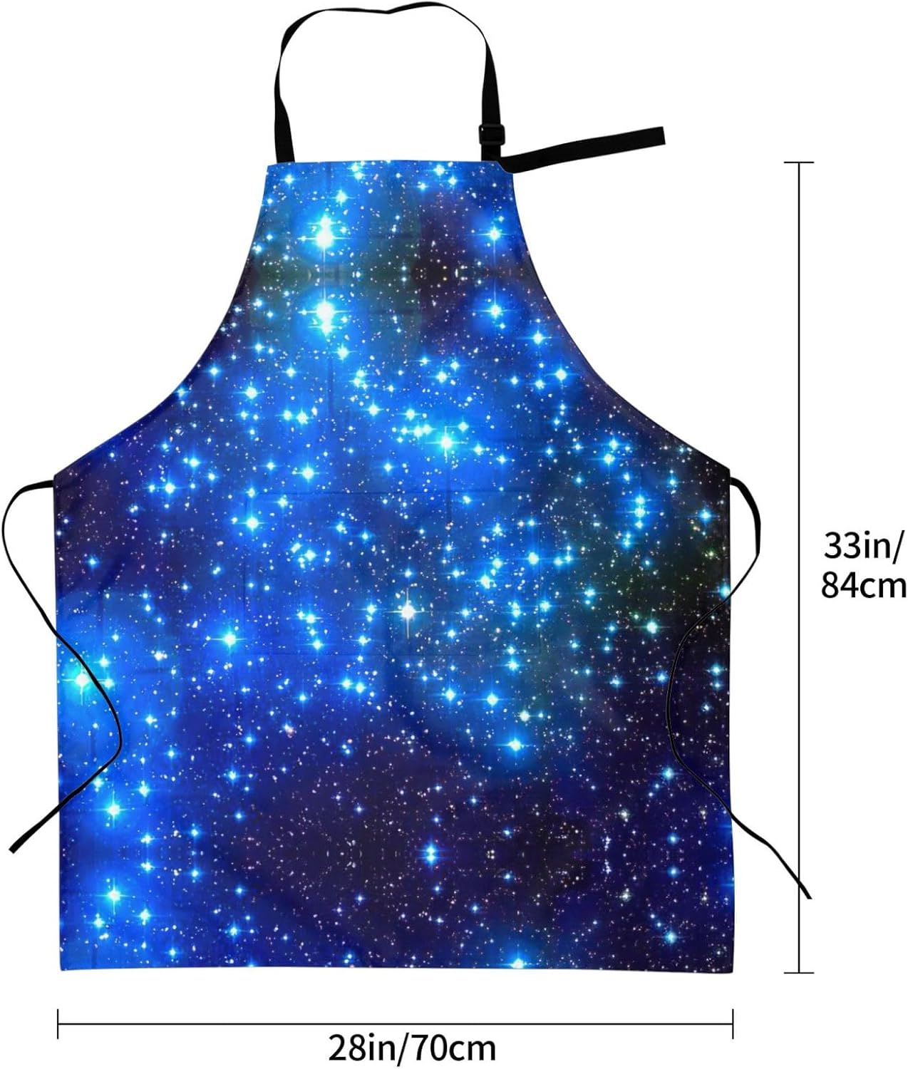 Blue Shining Stars Print 28x33 In Adult Kitchen Apron with Pockets Versatile Chef Smock for Cooking Baking