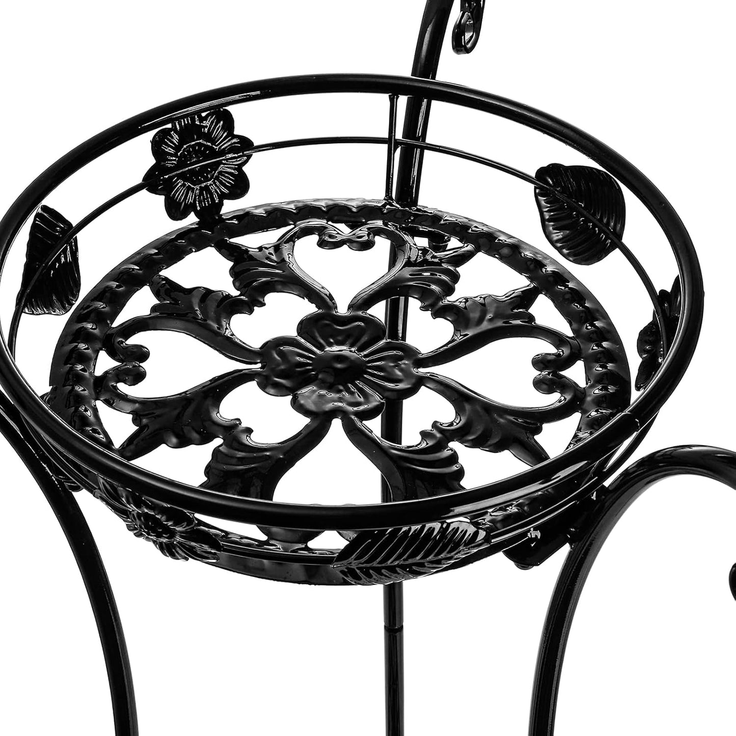 Yesland 2 Pcs Metal Plant Stand Indoor Outdoor, 2 Tier Black Iron Flow