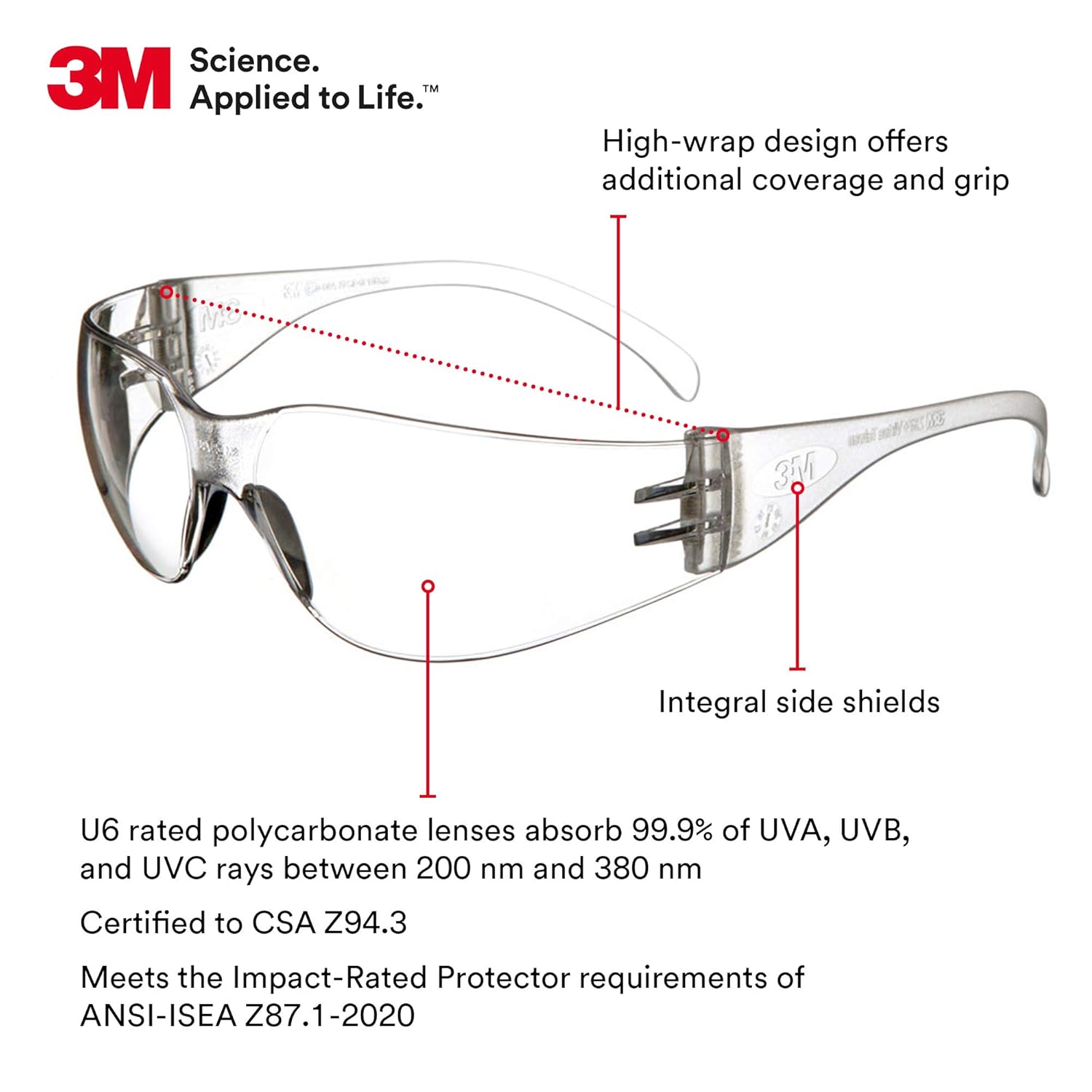3M Safety Glasses, Virtua, 20 Pair, ANSI Z87, Unisex, Anti-Fog, Scratc