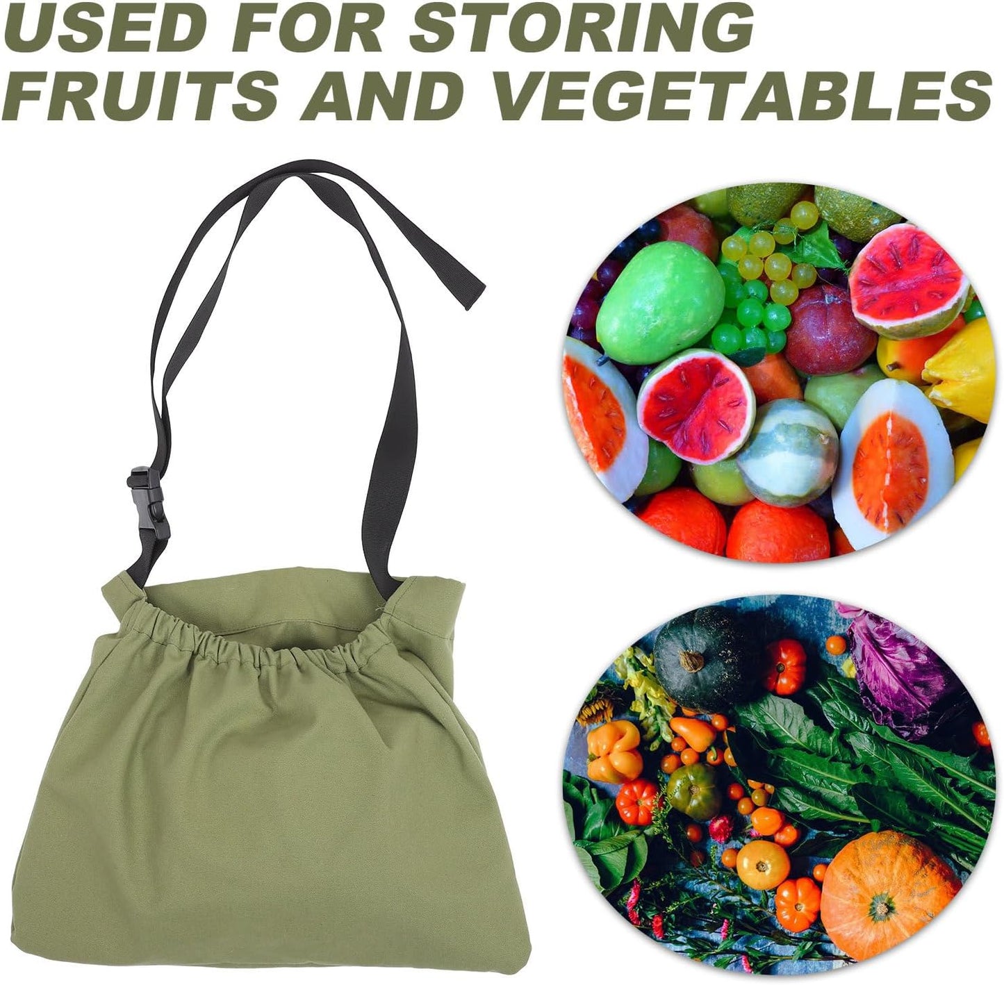 Milisten Fruit Picking Apron Vegetable Harvesting Pouch with Waist Strap, Outdoor Garden Storage Bag for Fruits and Vegetables, Sturdy Green Mesh Apron for Orchard and Farm Use