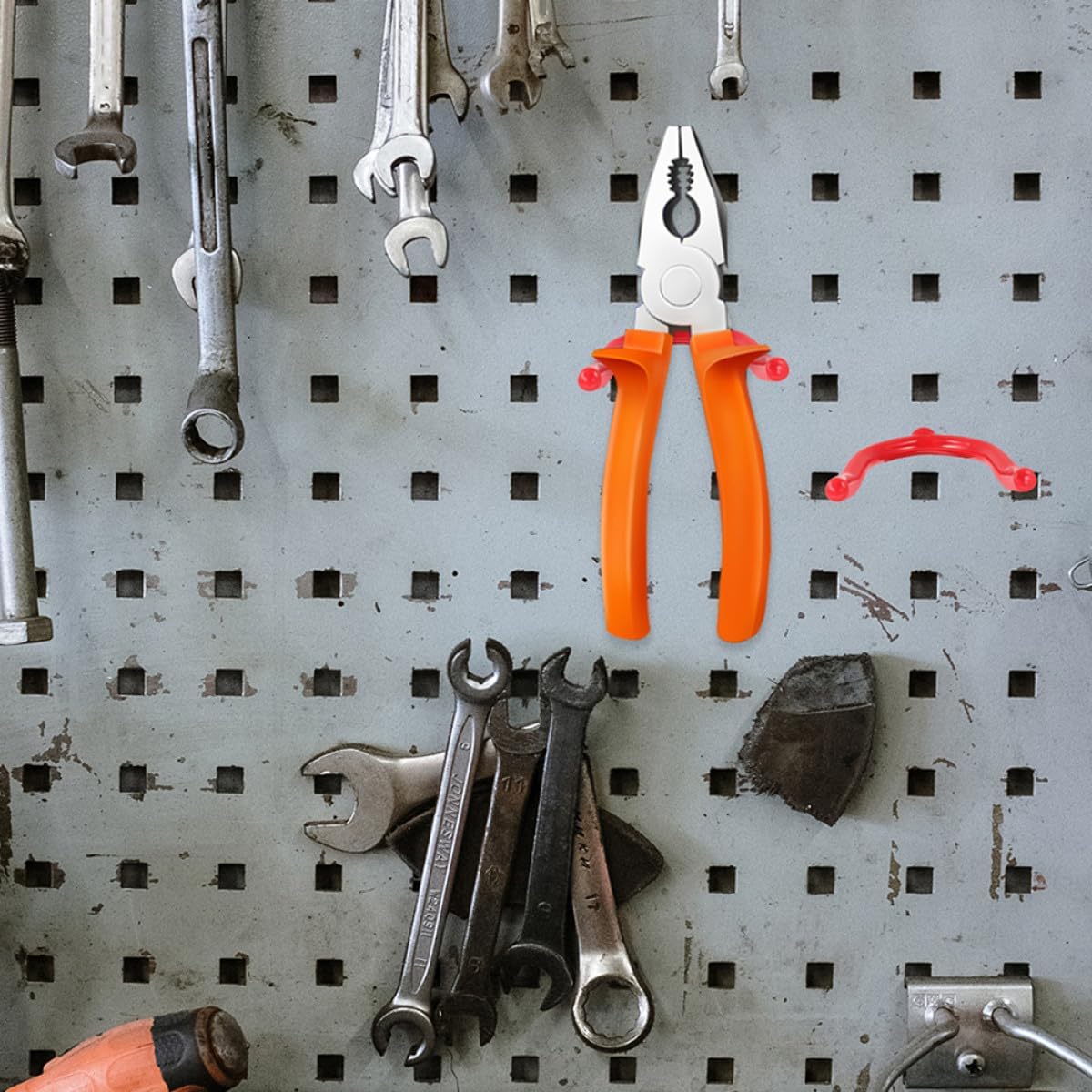 BESTOYARD 12pcs Heavy Duty Garage Hooks Wall Mount Tool Hangers Utility Hooks for Garden Tool Storage and Mop Broom Organizer in Red