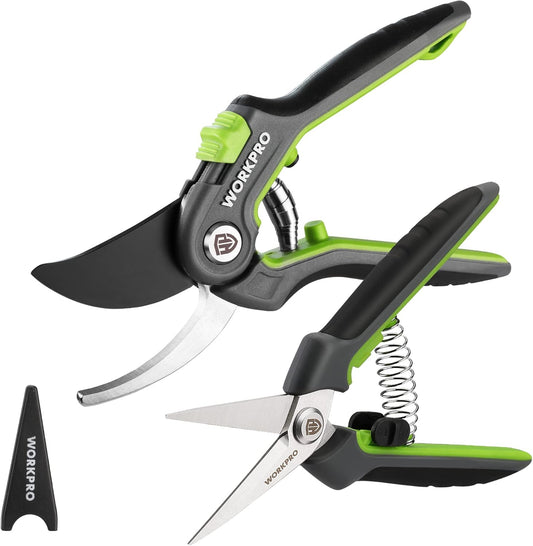 WORKPRO Garden Pruning Shears 2 Pack, 8" Bypass Pruning Shears and 6.2