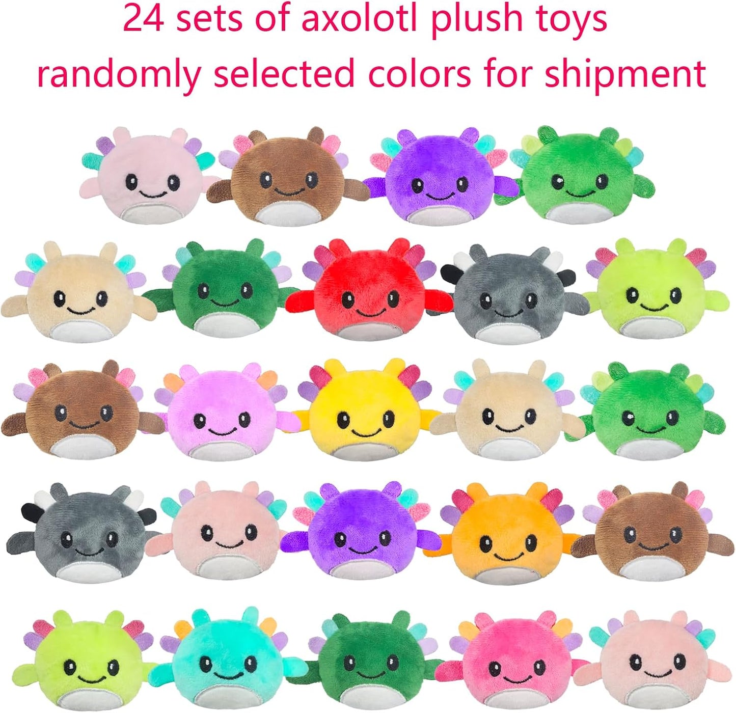 24 Pcs PreFilled Easter Eggs with Plush Axolotl Toys Animals Decoration Stuffed Toy Great for Kids Boys Girls Toddler Easter Basket Stuffers Party Favors Egg Fillers