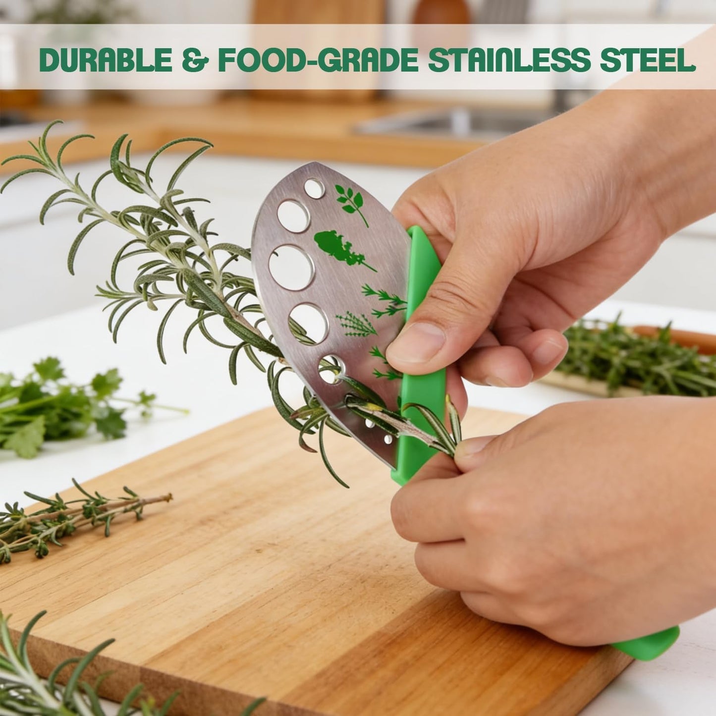 Herb Stripper 9-Hole Stainless Steel Peeler & 5-Hole Herb Stripper Bow