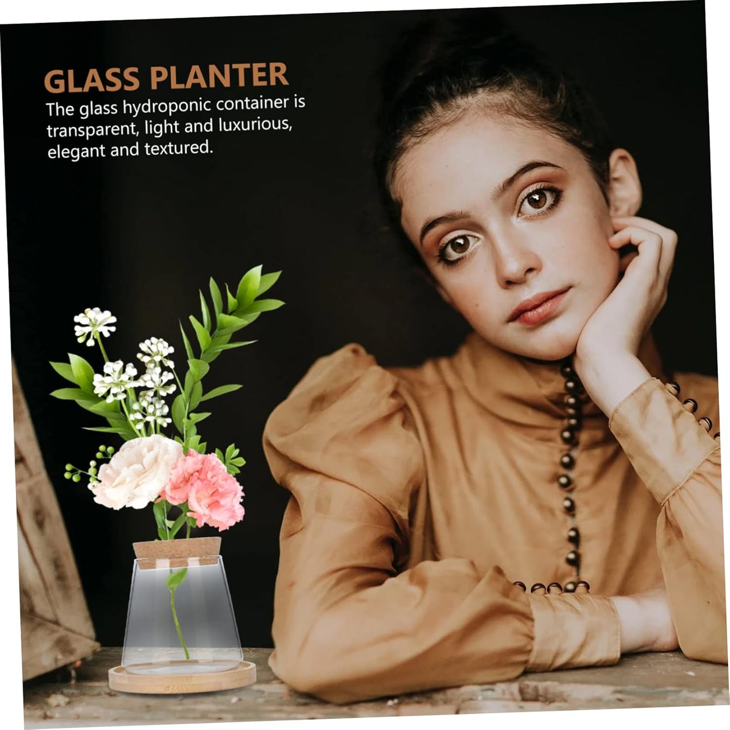 PRETYZOOM 1set Hydroponic Glass Vase Simple Flower Pot for Office Home
