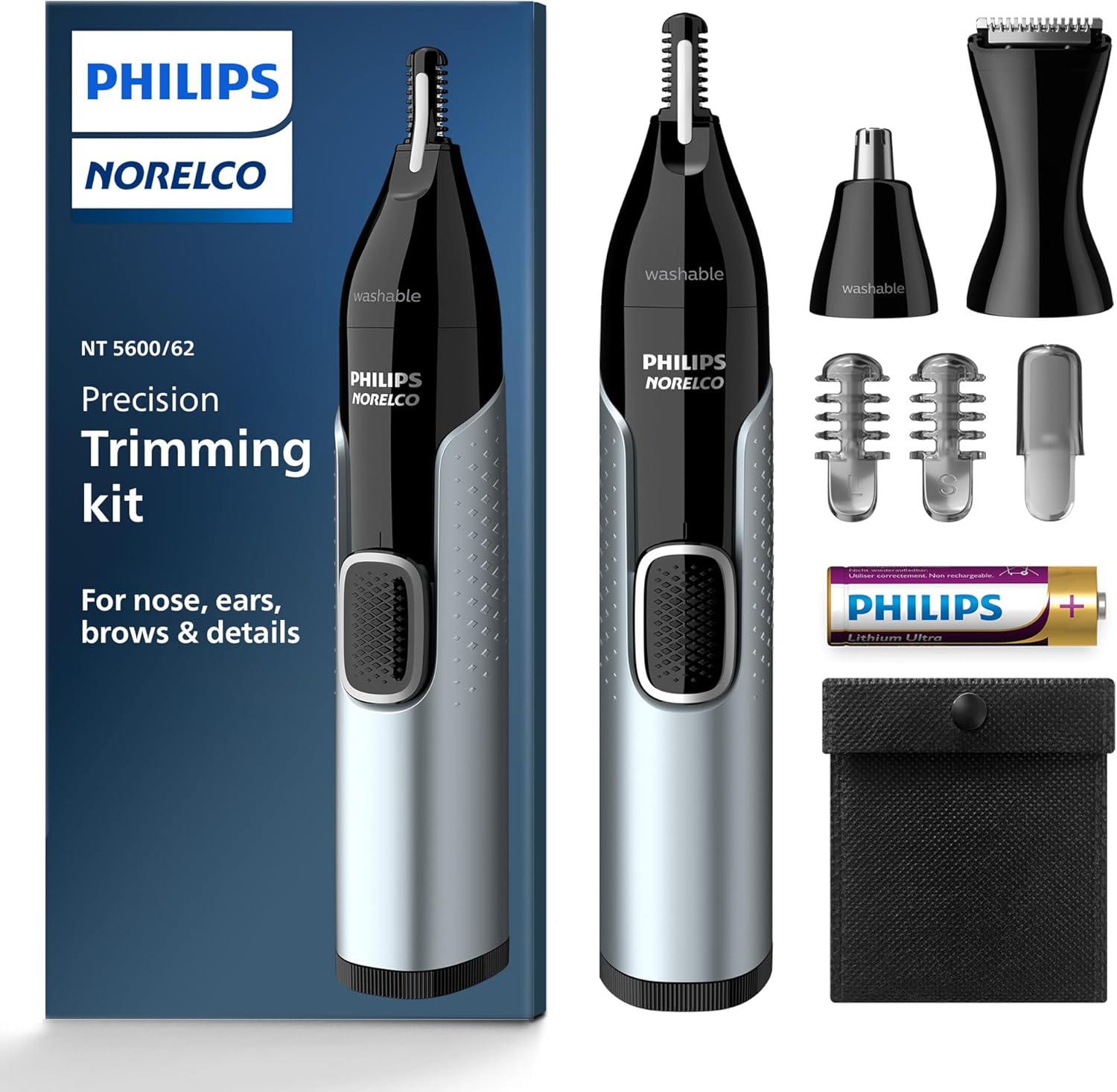 Norelco Philips Nose Trimmer 5000 for Nose, Ears, Eyebrows Trimming Ki