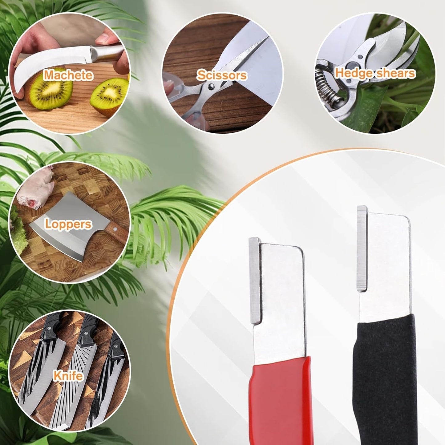 2PCS Multipurpose Garden Tool Blade Sharpener Pocket Knife Sharpener Garden Tool Sharpener for Knife, Pruners, Loppers, Hedge Shears Scissors, Axe, Hatchet, Machete, Lawn Mower Blade