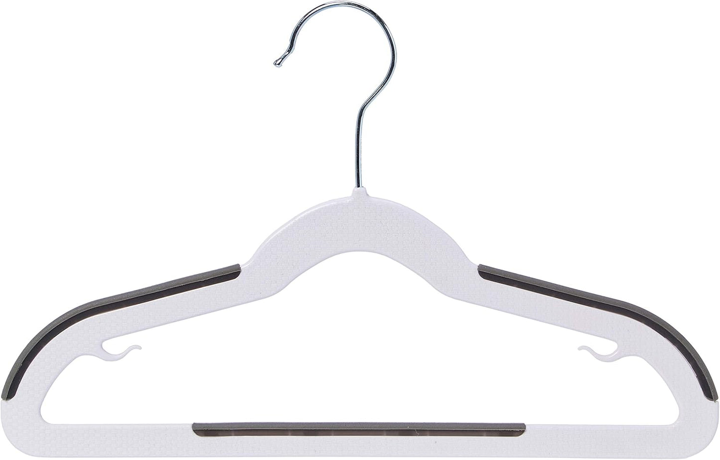 Amazon Basics Plastic Kids Clothes Hangers, Non-Slip, White and Black, 12.8" x 8" x 0.2", 30-Pack