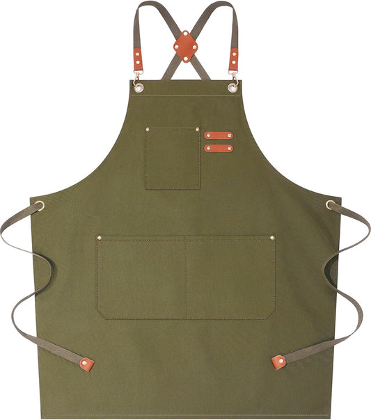 AFUN Chef Aprons for Women Men with Oversized Pockets, 12-Ounce Cotton