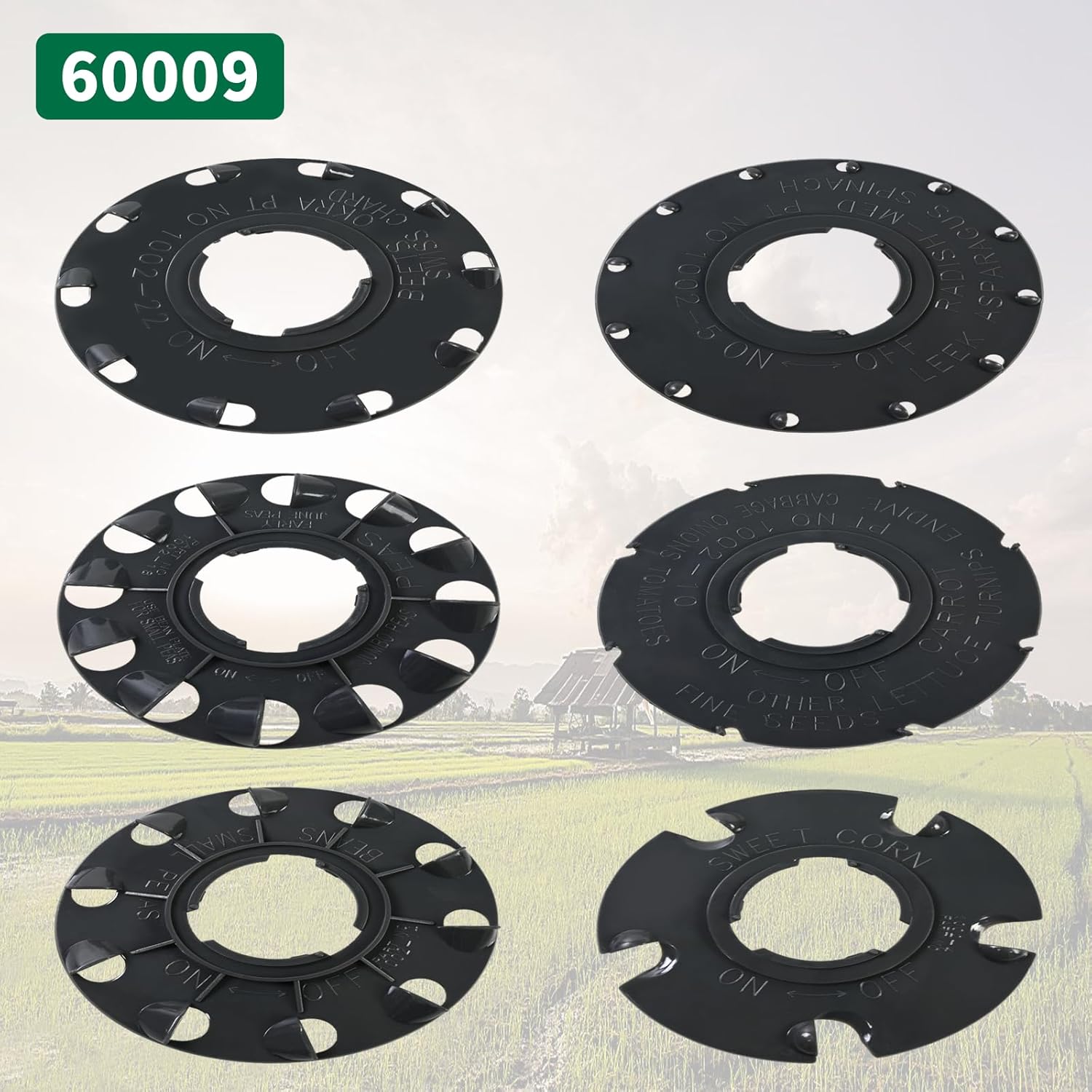 60009 Set 6 Standard Seed Plates Compatible with Earthway 1001-B Seede