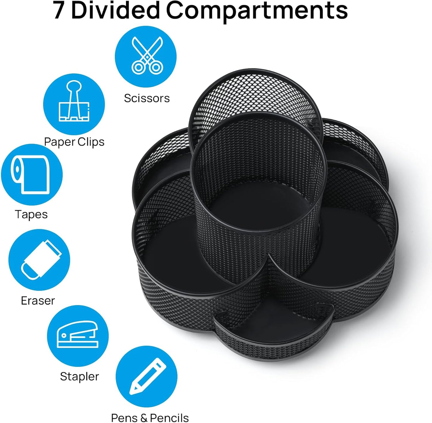 Topwey Pen Holder for Desk, 360 Rotating Pencil Holder, Cup Holder for