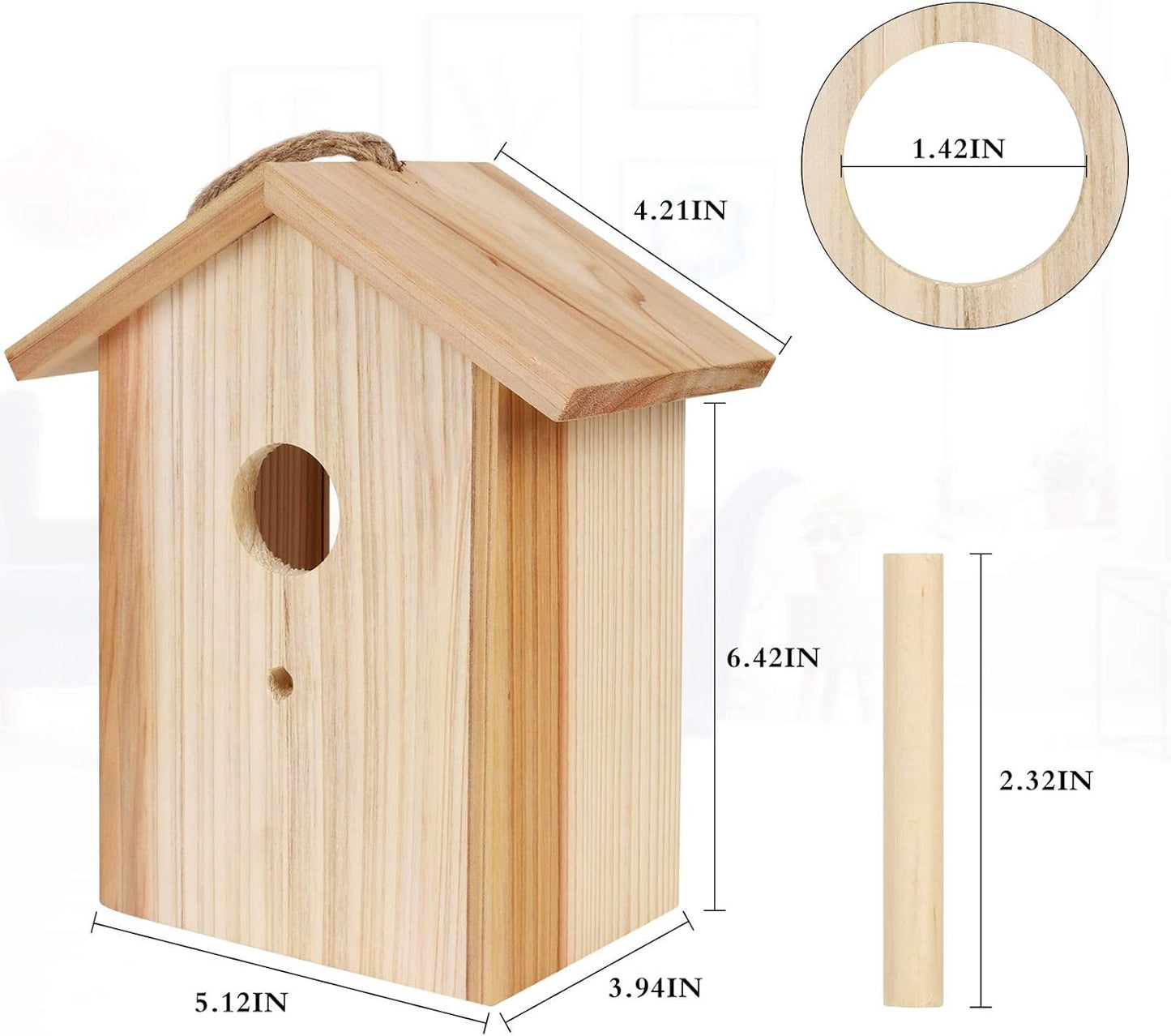 Window Bird House for Outside with Strong Suction Cup, Upgraded See Through Window Birdhouse for Viewing Inside, Wooden Bird Nesting Box for Bluebird Finch Chickadee Outdoors, Best Gift for Kids