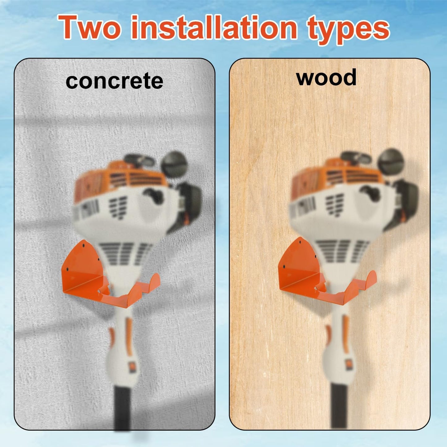2pcs Weed Eater Hanger, Heavy Duty Weedeater Hanger for Garage Wall Storage Weed Wacker Holder Hooks Tool Rack Garden Tool Garage Organizer for Yard Power Tools Grass Trimmer Hedge Trimmer