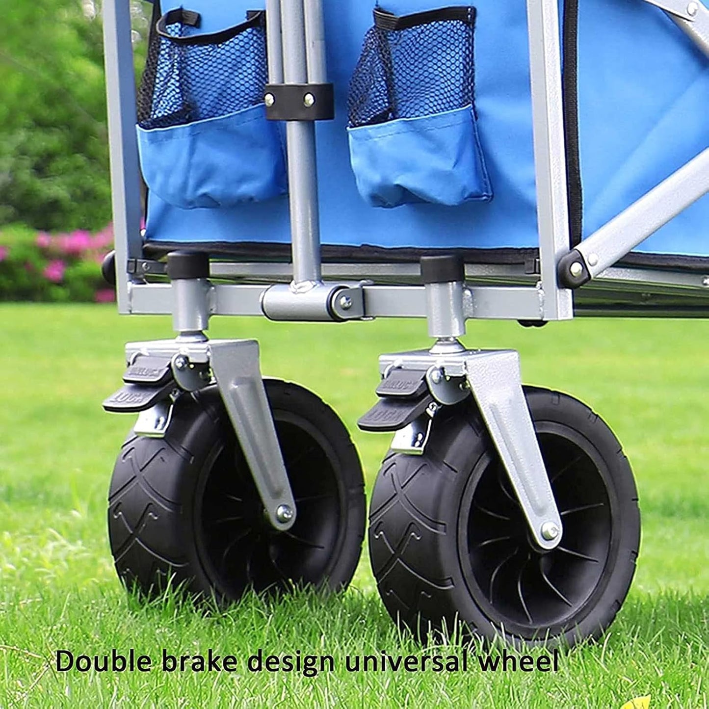 Foldable Garden Cart Outdoor l Heavy-Duty Beach Cart Portable with Adjustable Push-Pull Handle Wagon Stroller Suitable for Courtyard Beach Shopping(100 X 72 X 43 cm) (Purple)