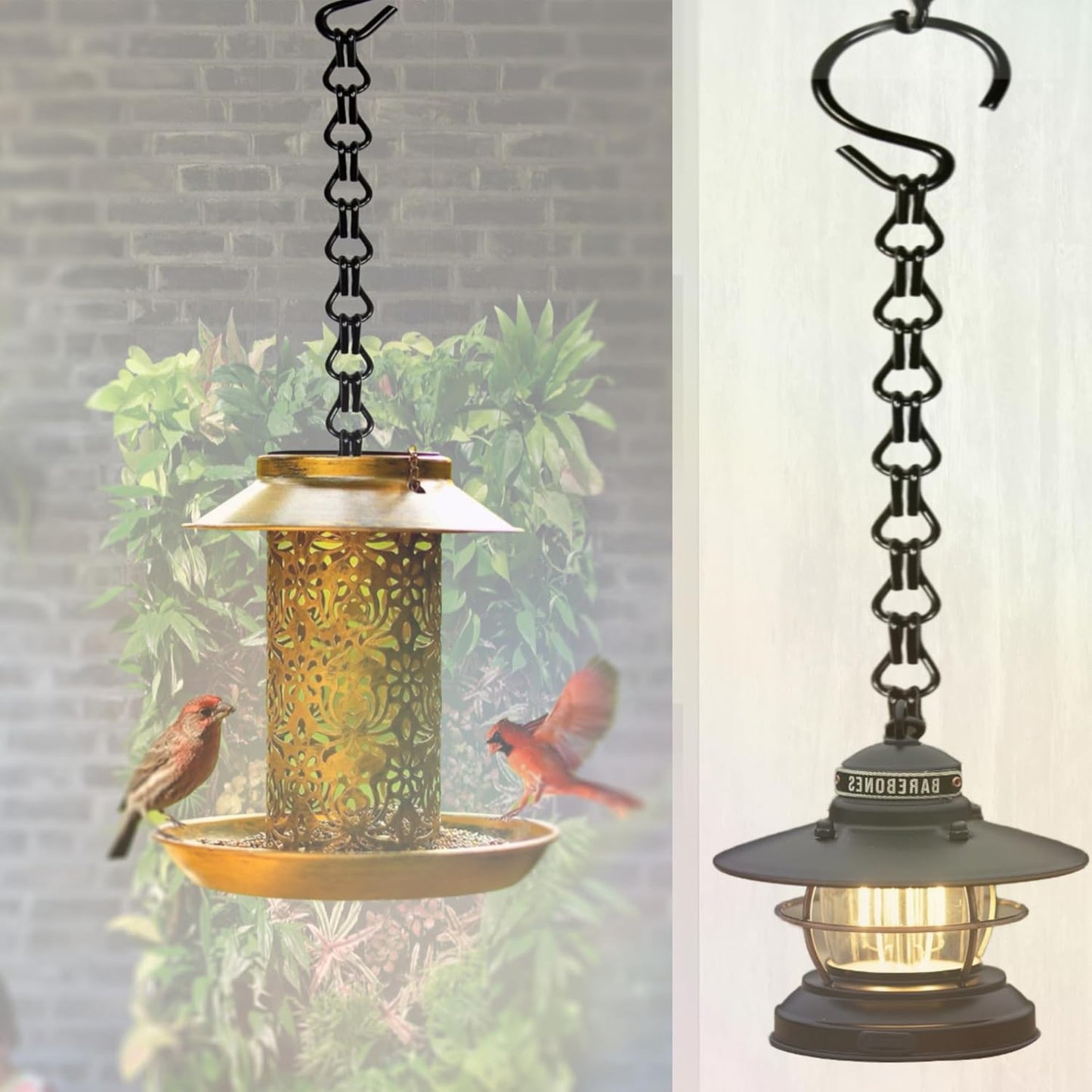 26Inch 90lbs Heavy Duty Metal Hooks Hanging Chains Hangers for Garden,Balcony,Yard,Kitchen,for Hanging Heavy Plant Pot, Bird Feeder, Lantern, Billboard. Carbon Steel, 2Extra Scissors