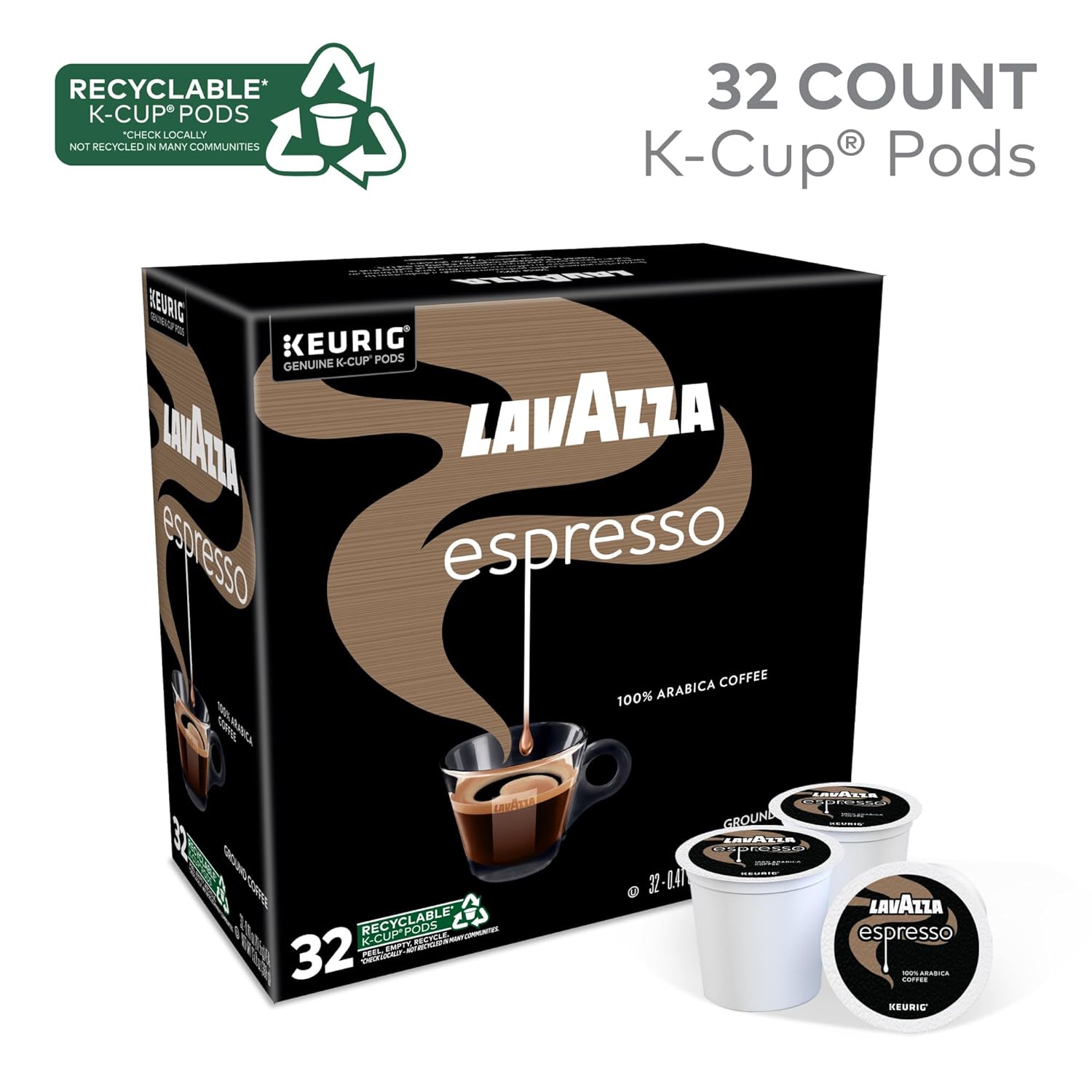 Lavazza Espresso, Single-Serve Keurig K-Cup Pods, Medium Roast Coffee,