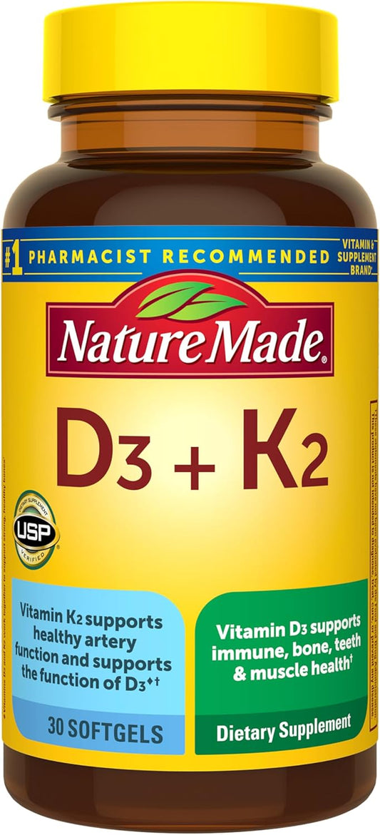 Nature Made Vitamin D3 K2 Supplement, 5000 IU (125 mcg) Vitamin D for 