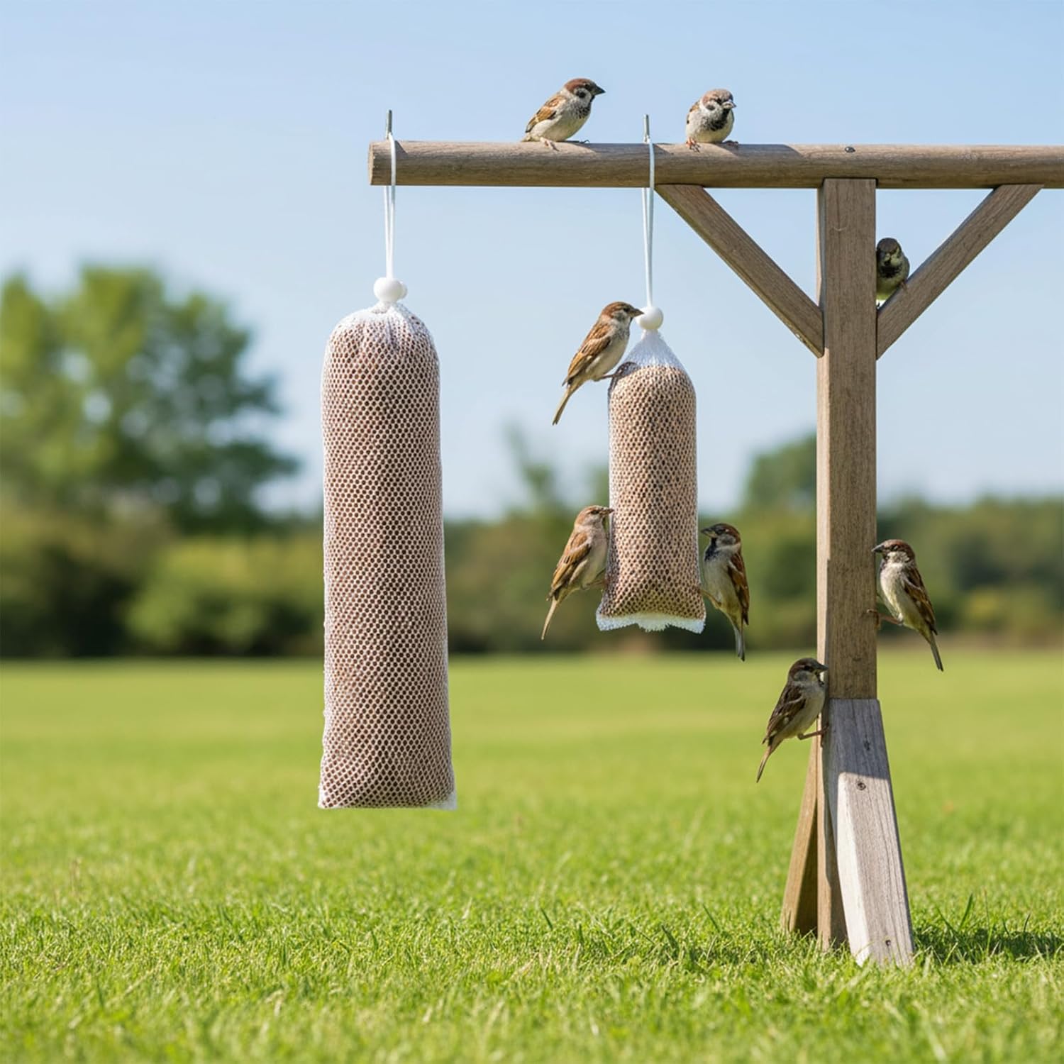 6 pcs Finch Sock, White Finch Sock Feeder for Outdoor Hanging Bird Fee