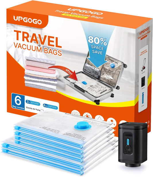 Travel Vacuum Bags Combo 6 Pack - Space Saver Vacuum Storage Bags for 