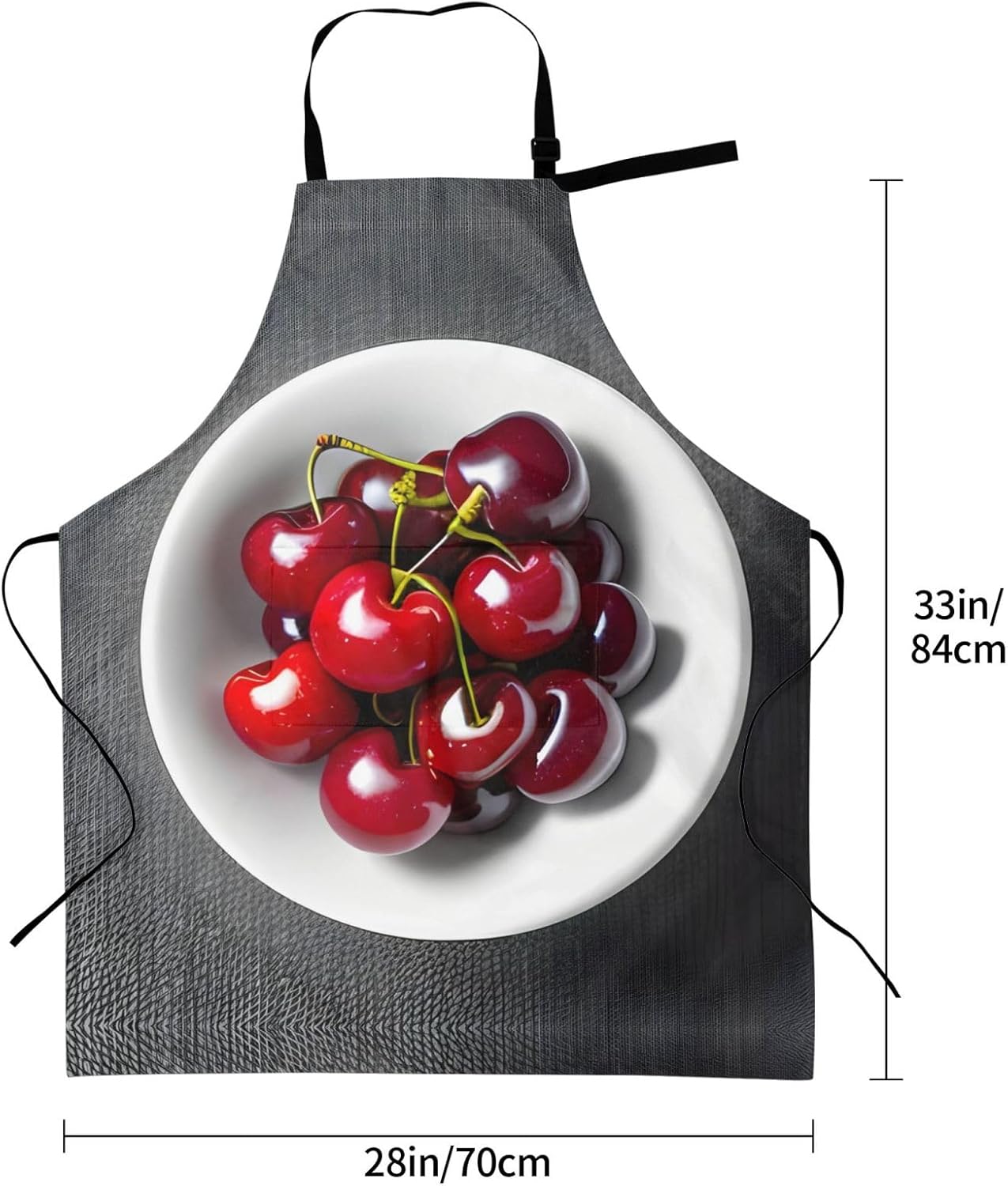 Fresh Cherry print Waterproof chef's apron with pocket apron for kitchen cooking baking barbecue and gardening