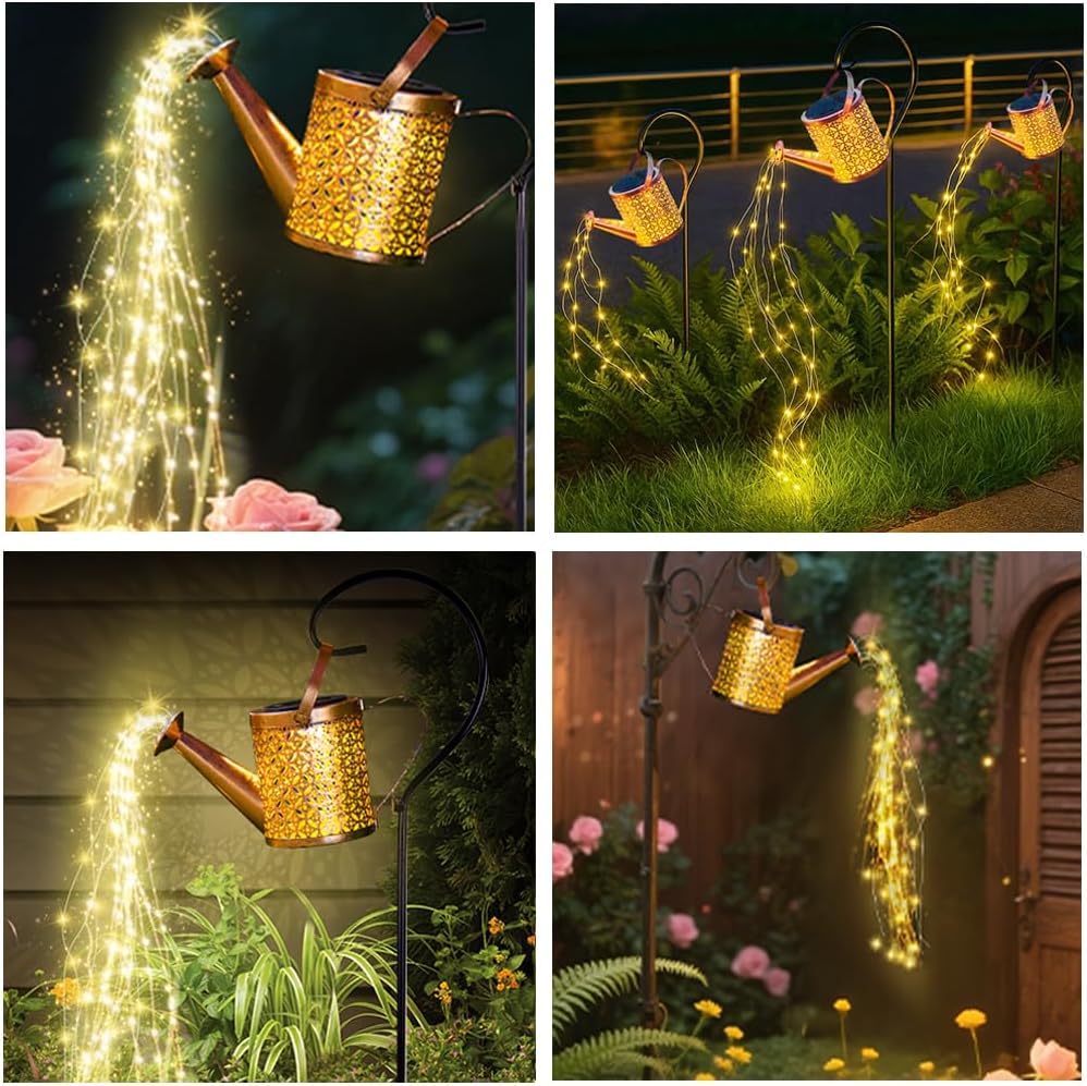 Solar Lights Outdoor Decorative, Metal Solar Watering Can Lights Water
