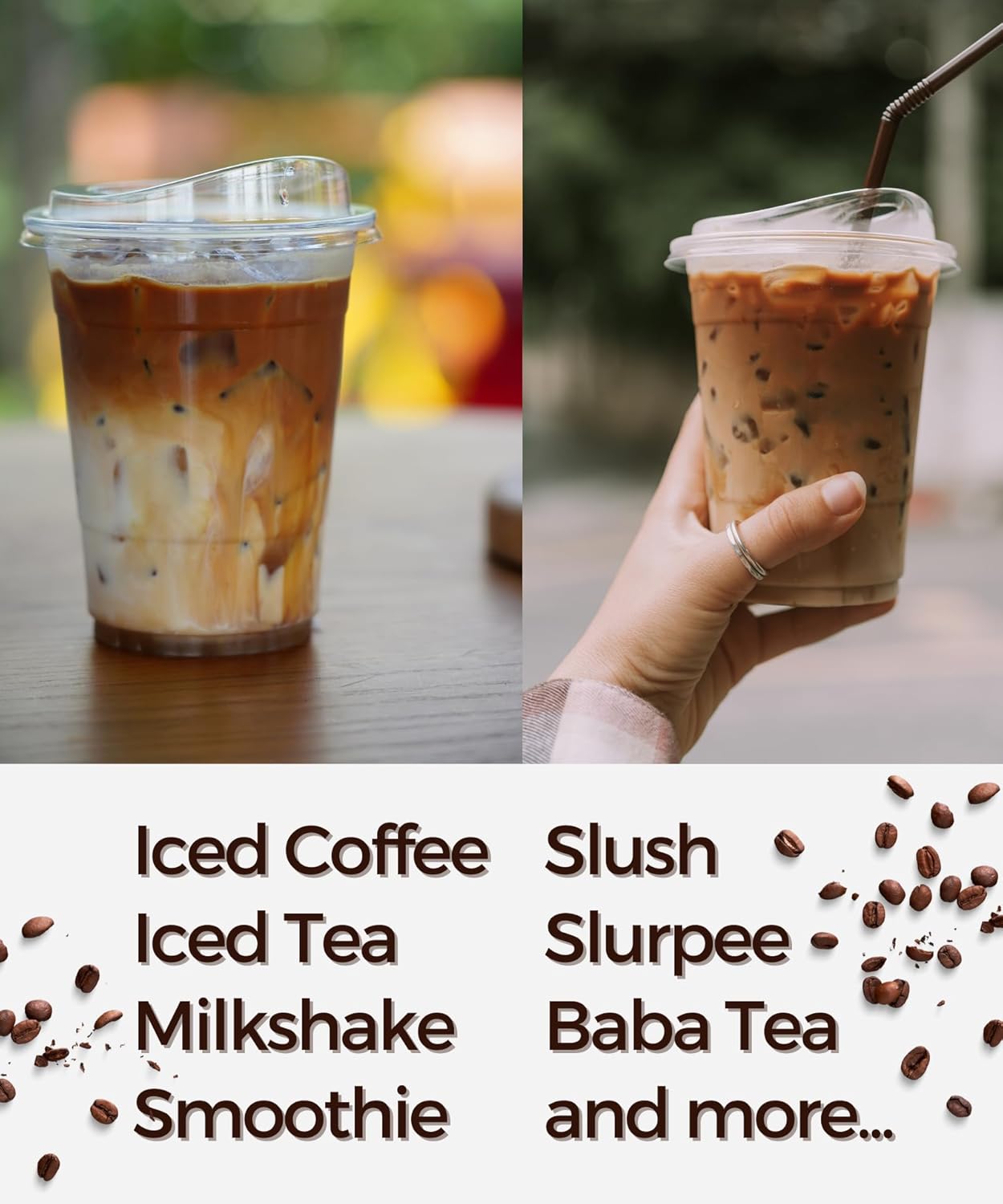 16 oz Clear Plastic Cups with Strawless-Sip-Lids, 25 Sets Disposable Cup Plastic Iced Coffee Cups, To Go Cup with Sip Through Lids for Smoothie, Milkshake, Cold Drinks for Party, Wedding, Event