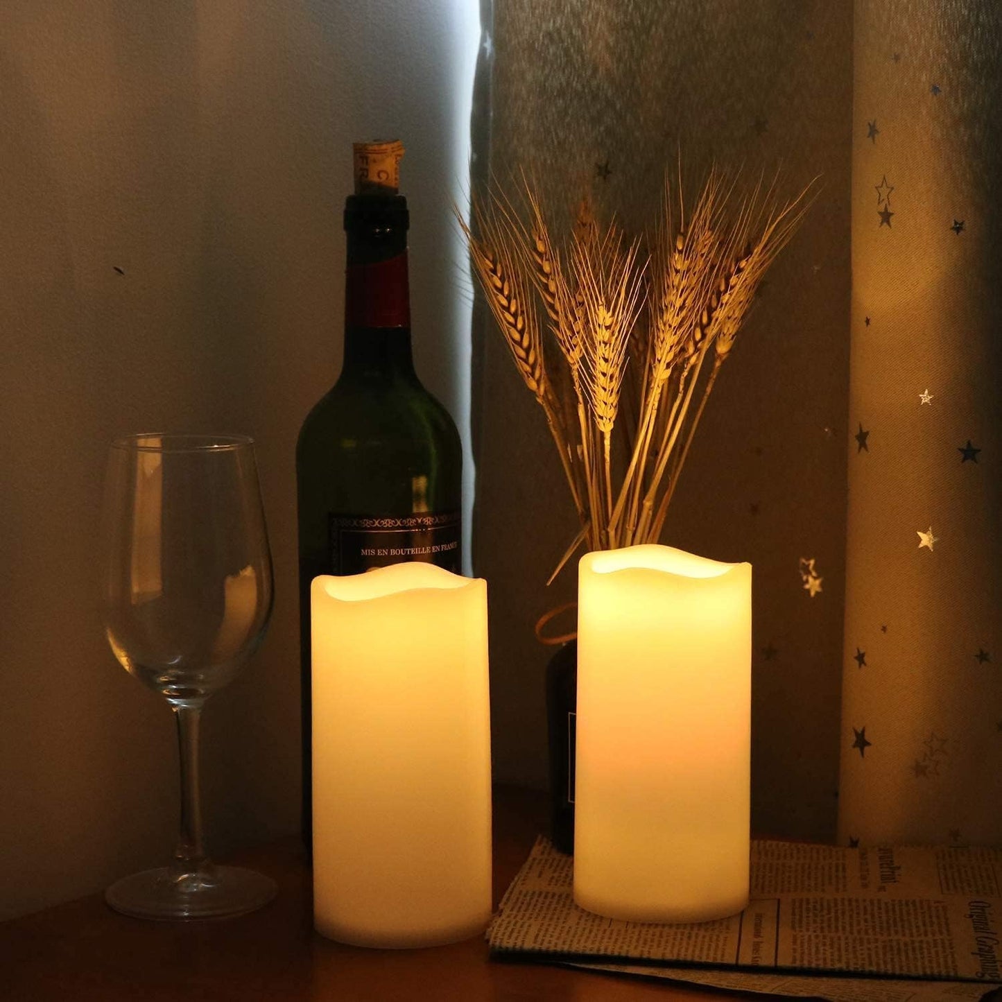 GenSwin 3” x 6 ” Outdoor Waterproof Flameless Pillar Candles with Timer, Battery Operated LED Flickering Warm Light for Outdoor Lantern, Set of 2